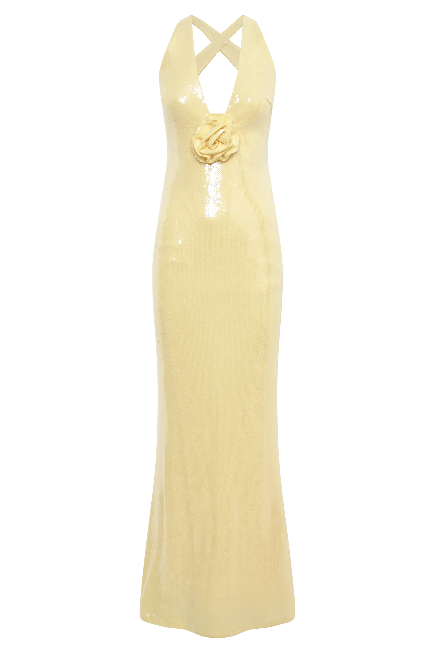 Eliza Rose Sequin Maxi Dress - Lemon