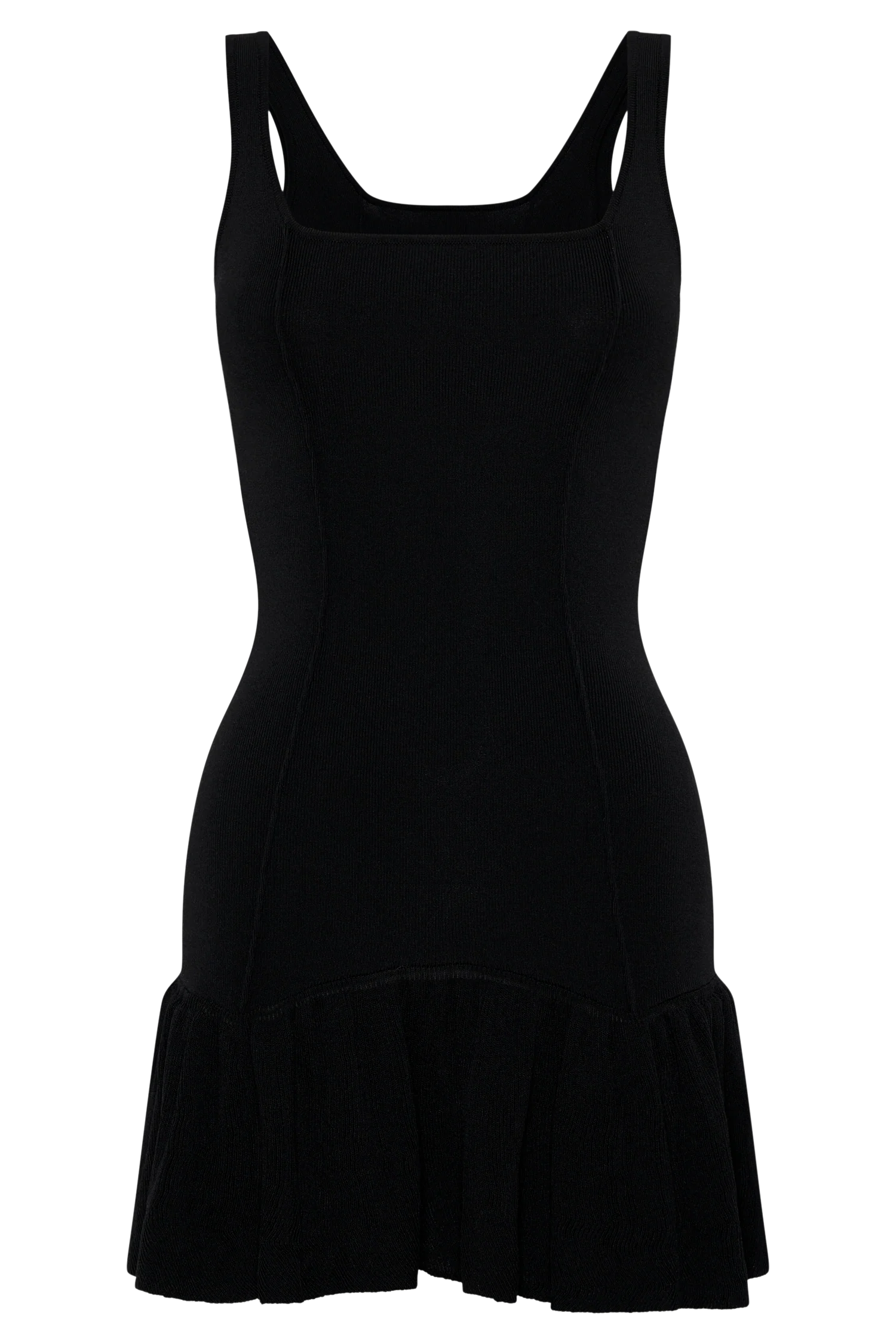 Gwendolyn Flare Knit Mini Dress - Black