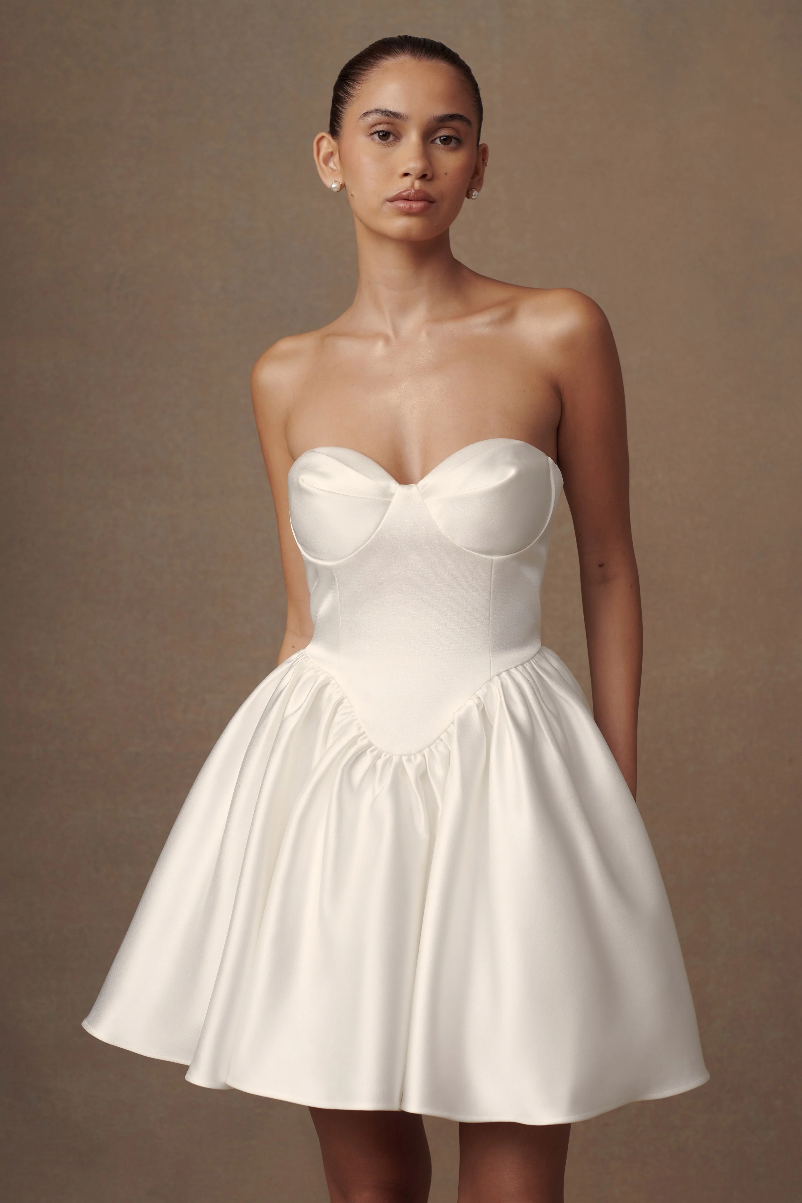 Hollie Structured Corset Mini Dress - White