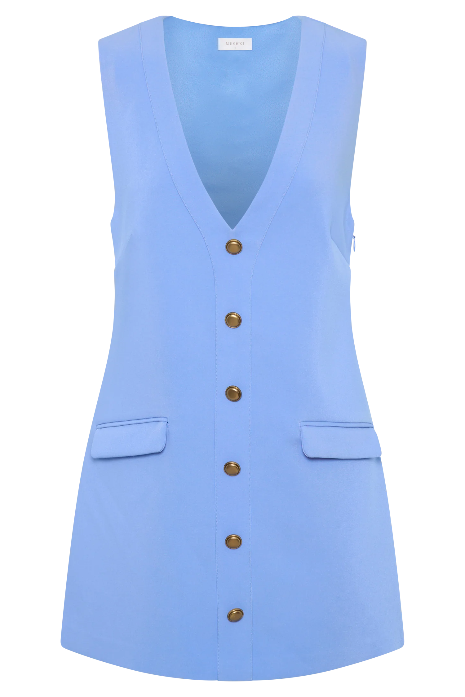 Florentina Sleeveless Suiting Mini Dress - Iris Blue