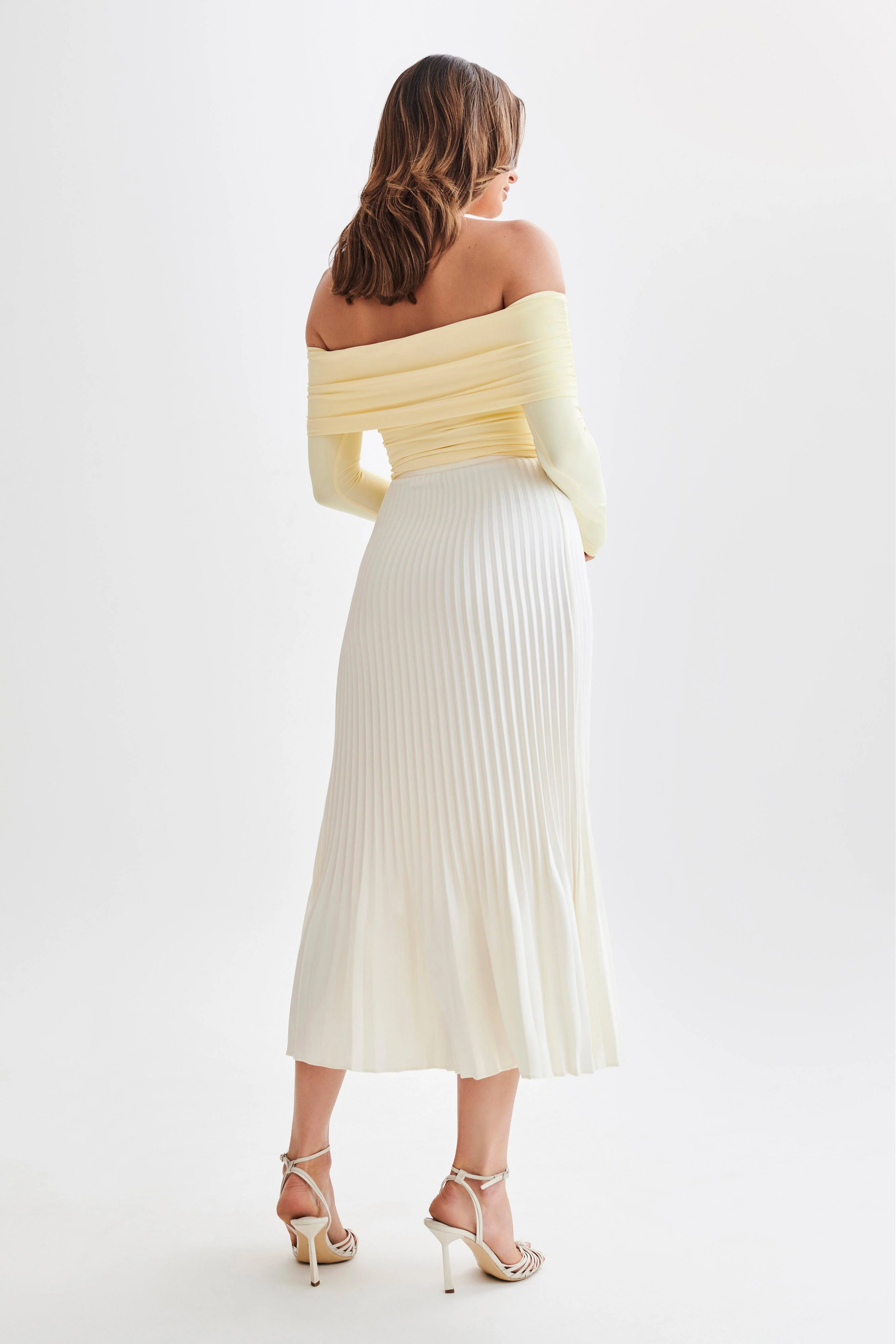 Lucinda Recycled Nylon Off Shoulder Top - Lemon
