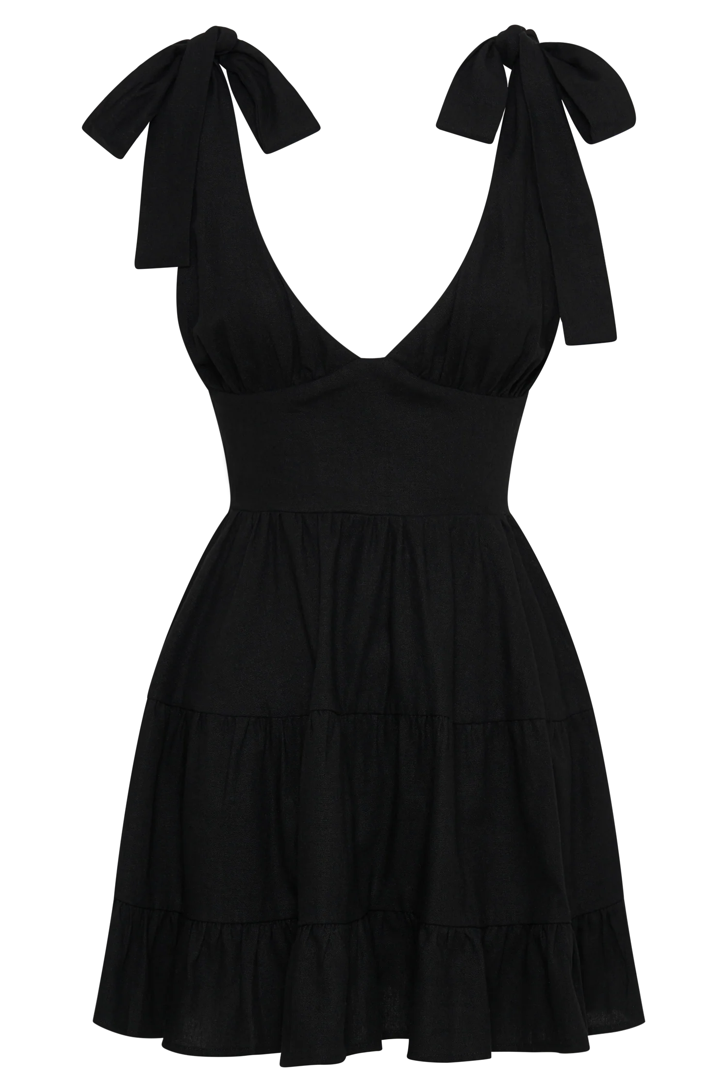 Aurelia Linen Mini Dress - Black