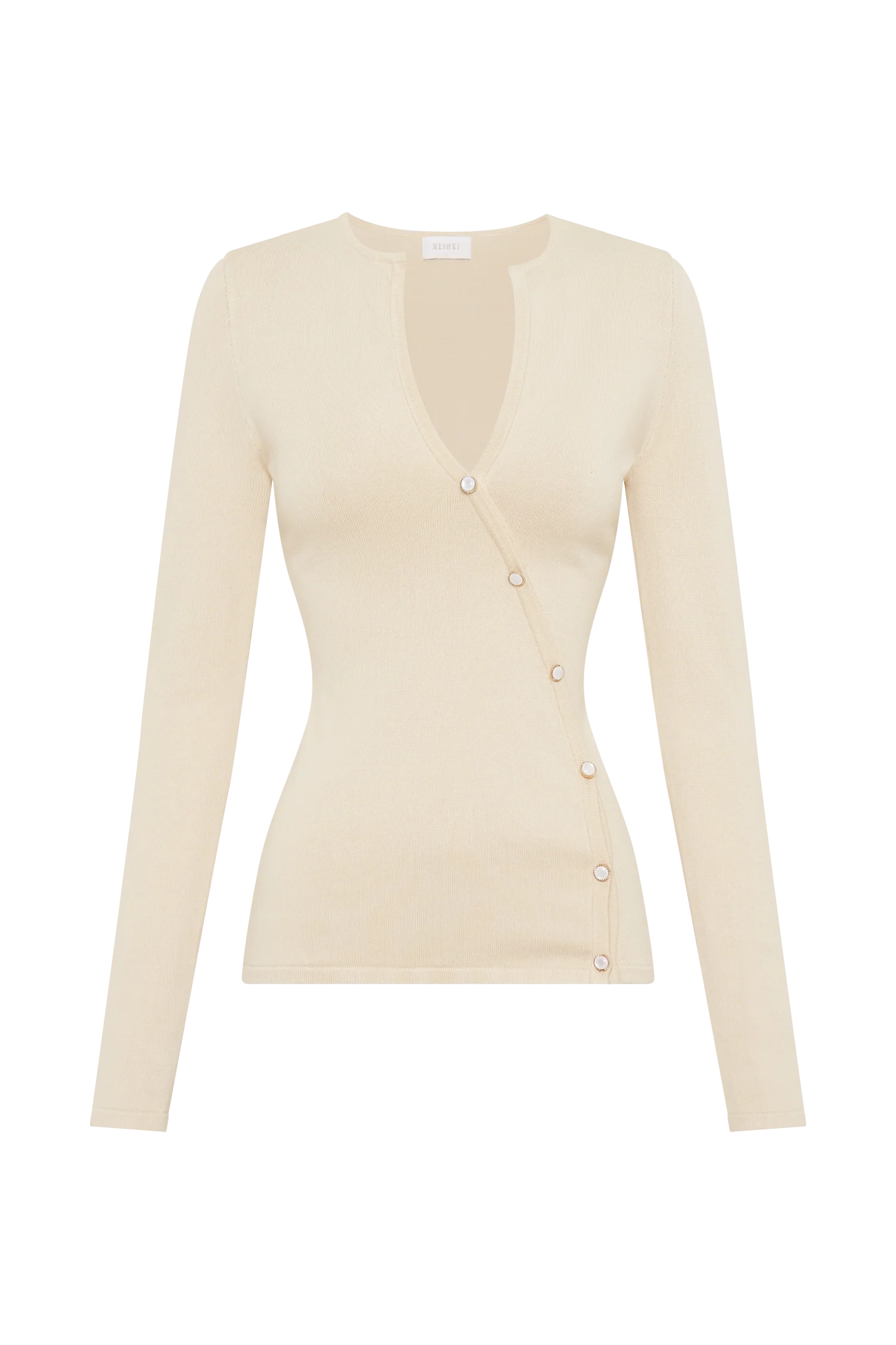 Maisie Asymmetrical Knit Top - Cream