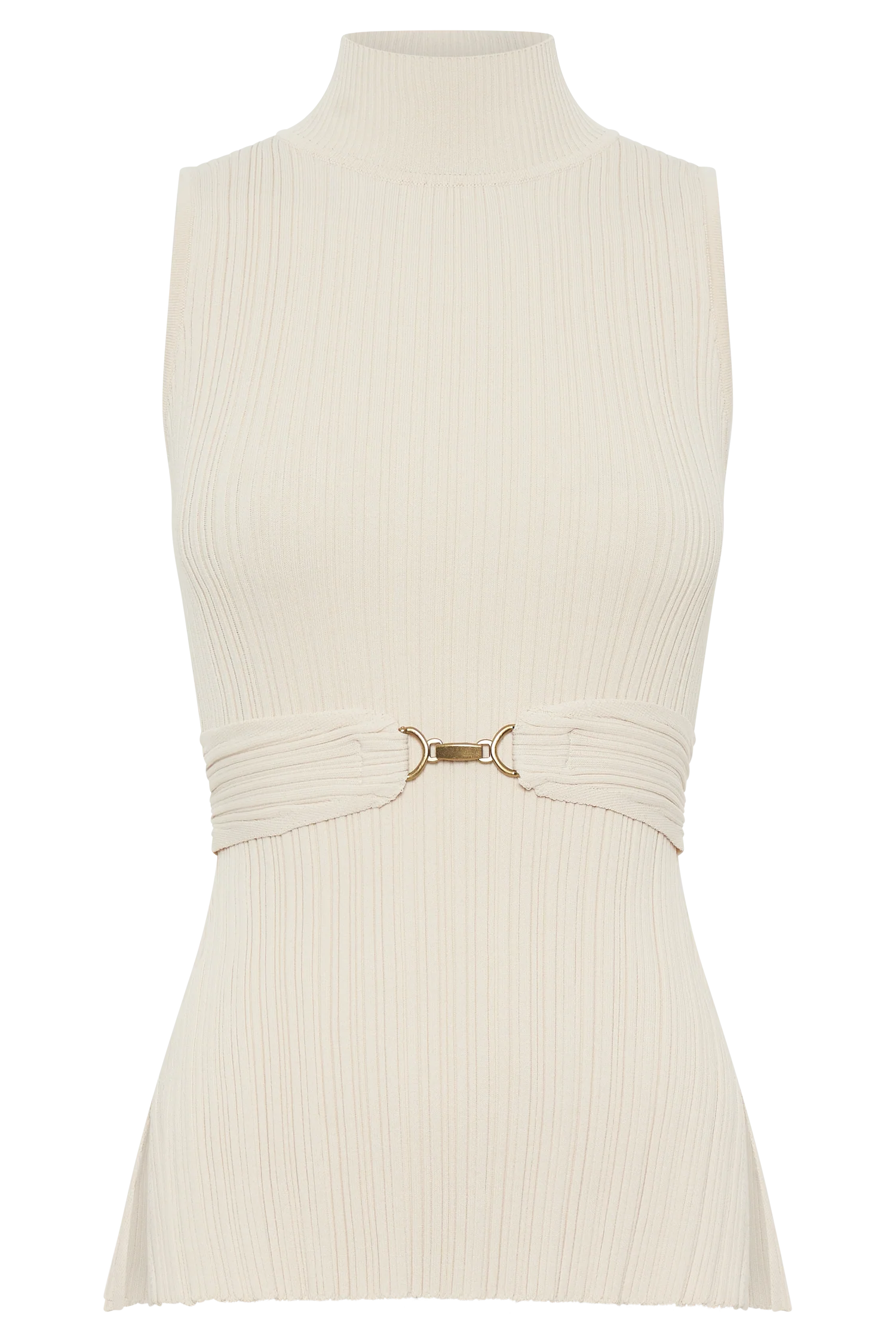 Tanya Cut Out High Neck Top - Cream