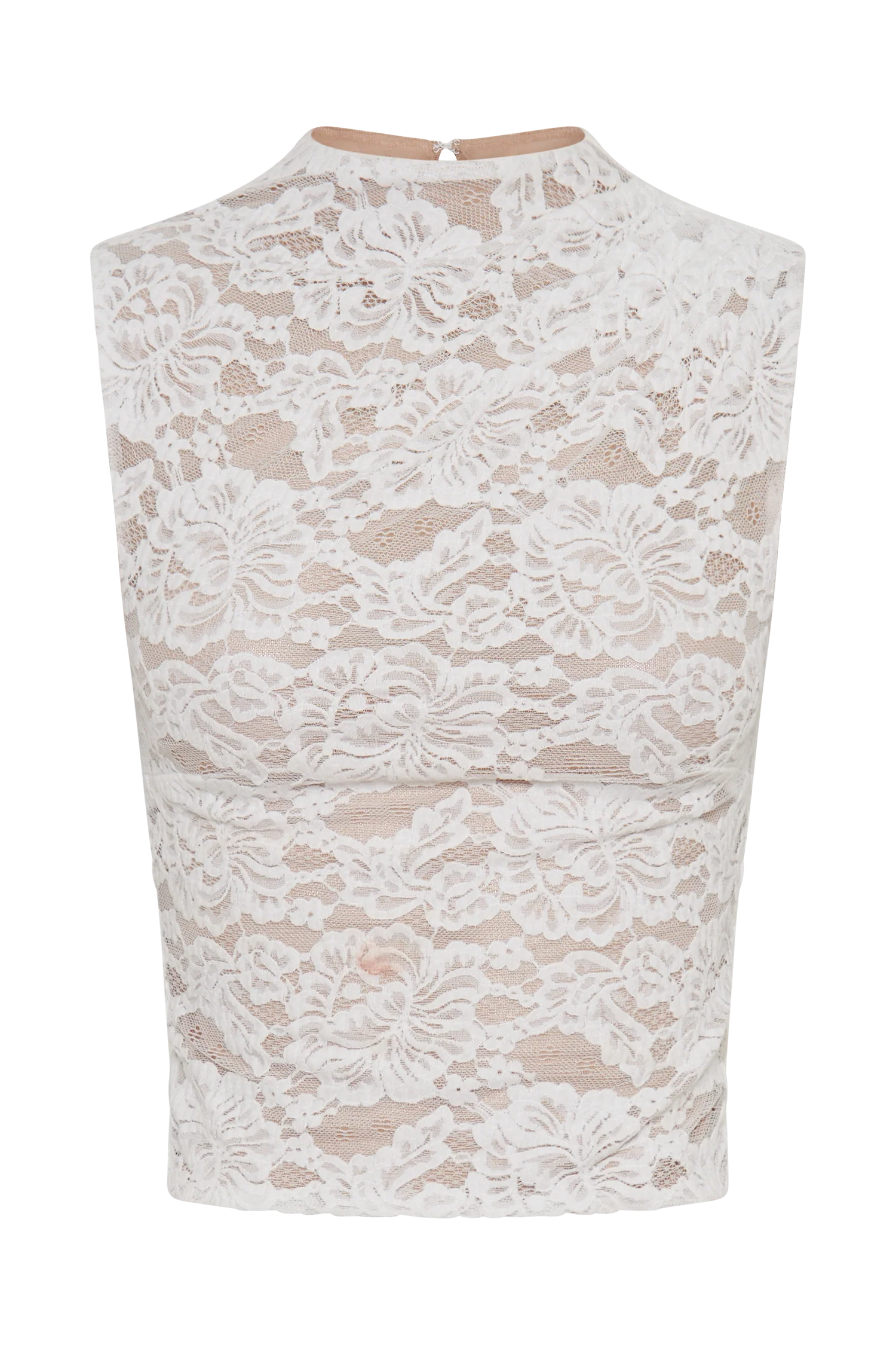 Daniela Lace Plisse Sleeveless Top - Ivory