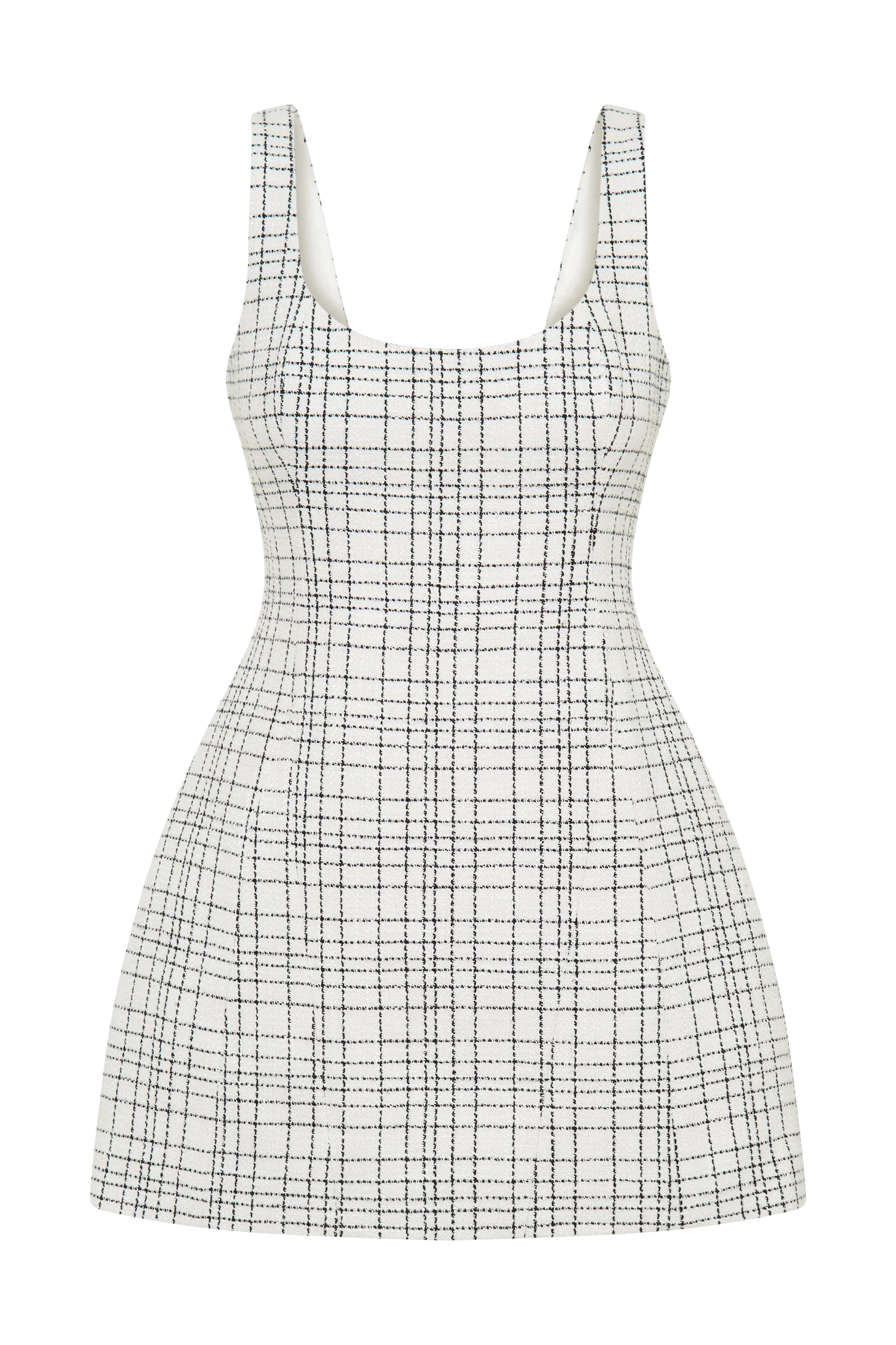 Beth Tweed Mini Dress - White Check