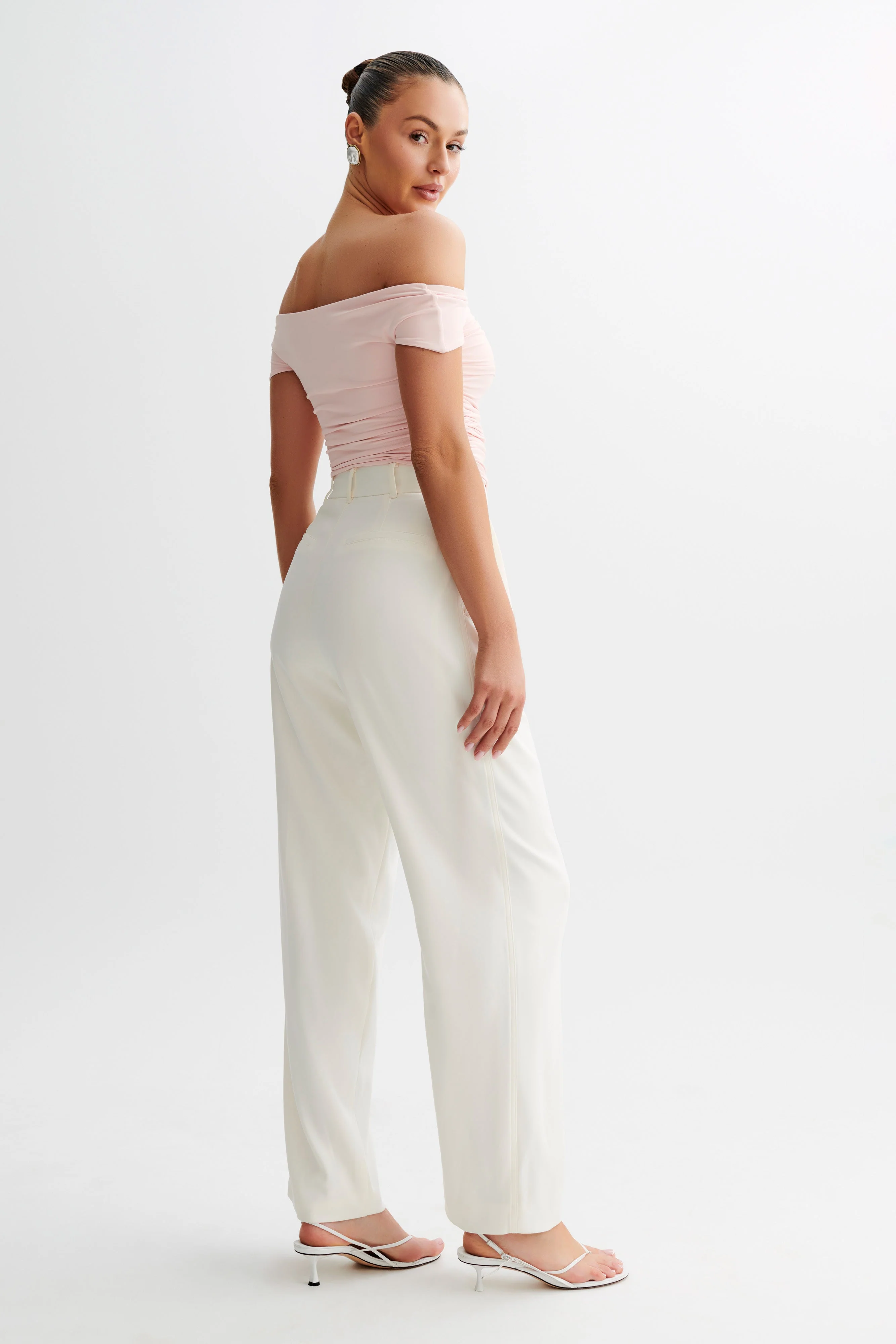 Piper Ruched Off Shoulder Top - Pale Pink