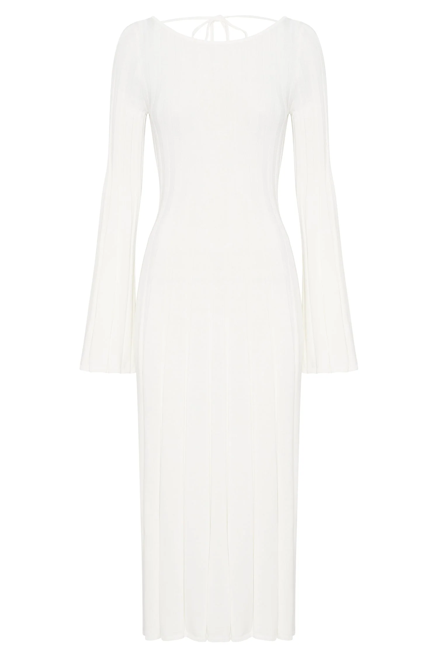 Juniper Flare Sleeve Knit Midi Dress - White