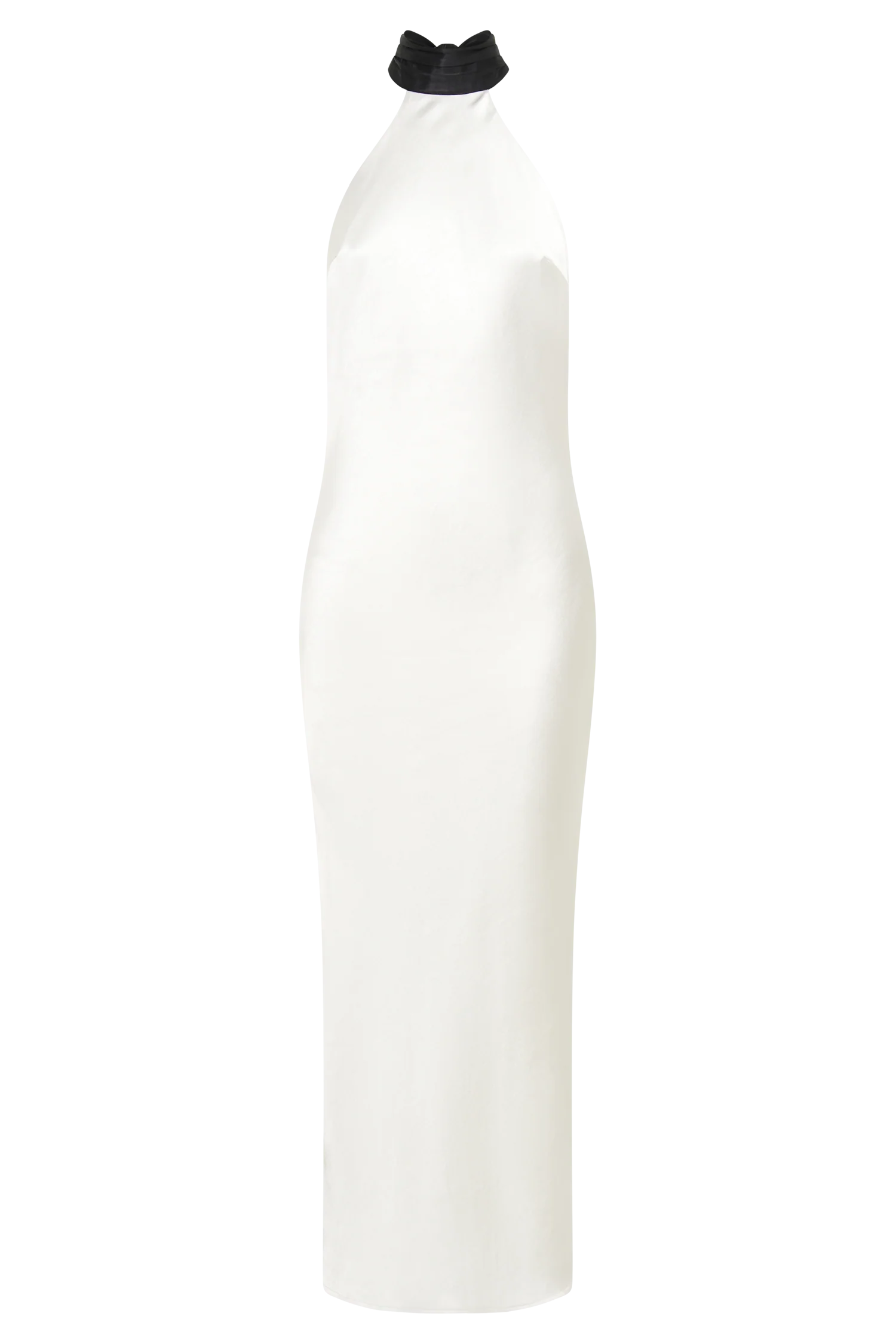 Paulette Satin Midi Dress With Bow - Black & White