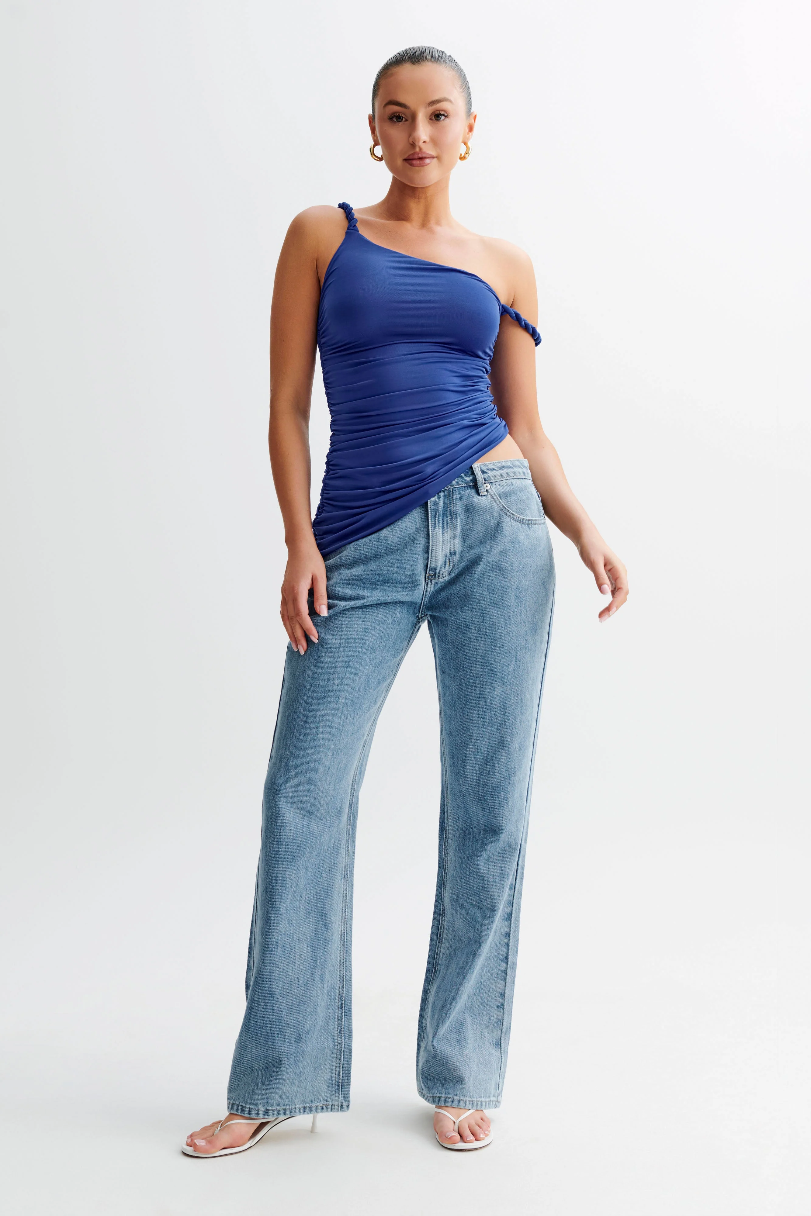 Palmira Slinky Asymmetric Sleeveless Top - Cobalt Blue