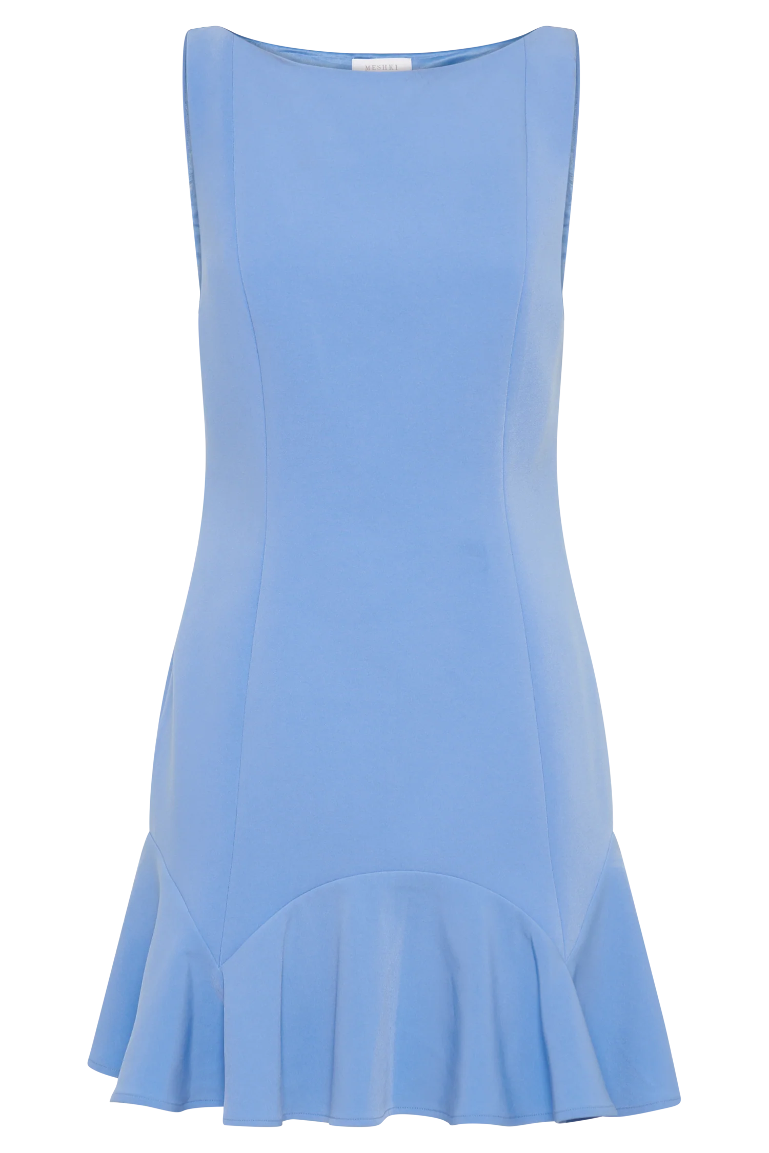 Leonora Sleeveless Suiting Mini Dress With Ruffle - Iris Blue