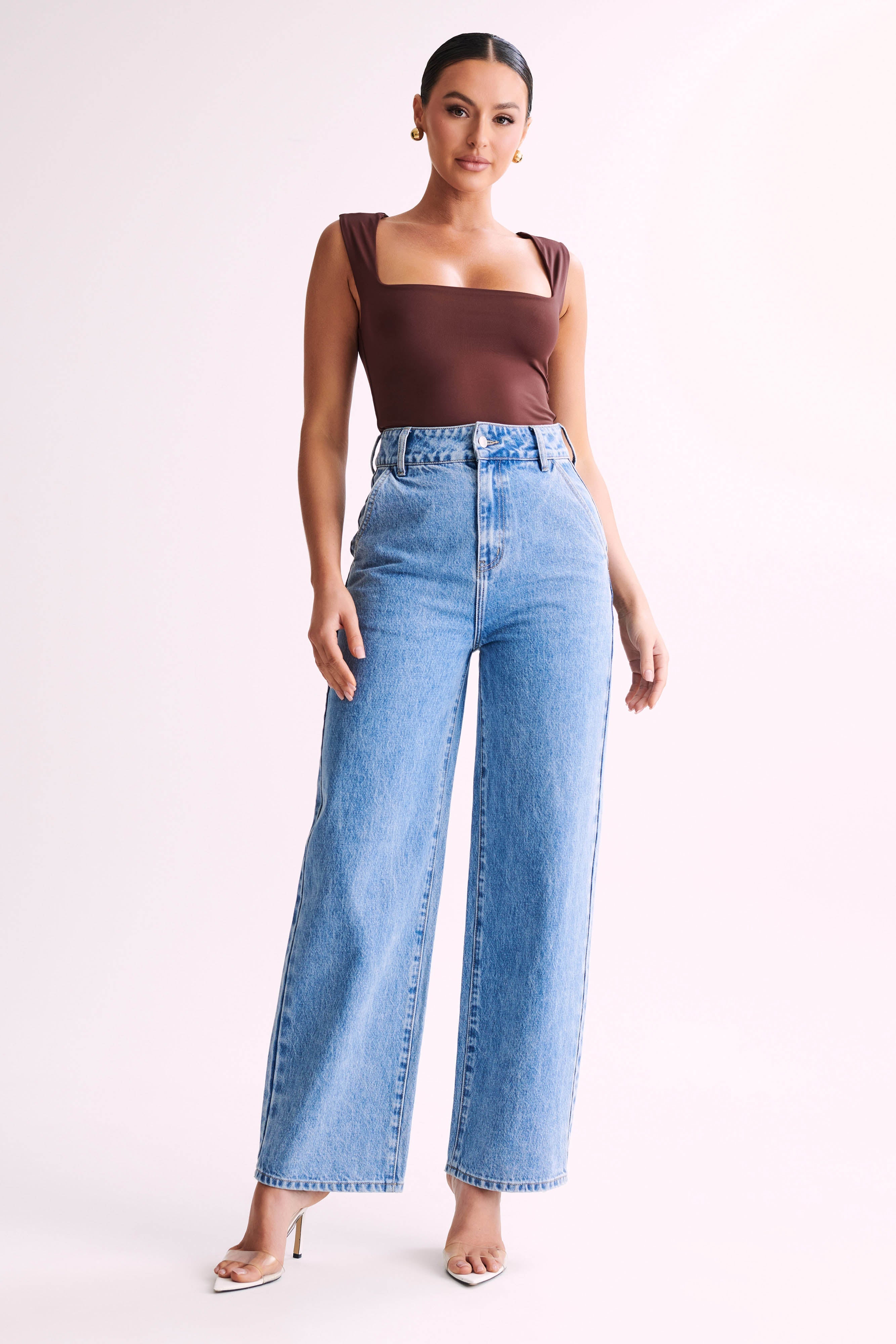 Linley Recycled Nylon Long Line Top - Chocolate