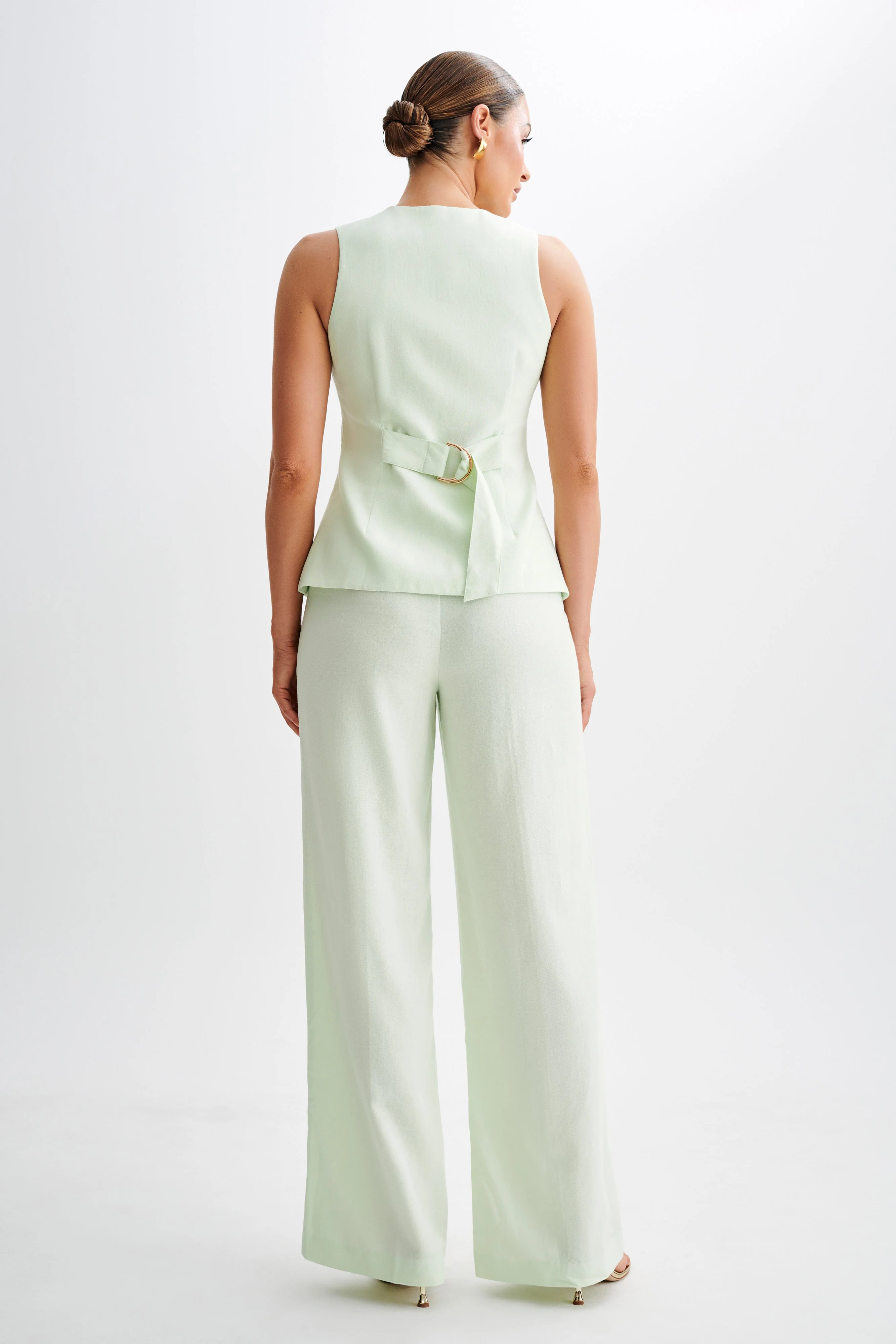 Laurence Sleeveless Linen Longline Top - Mint