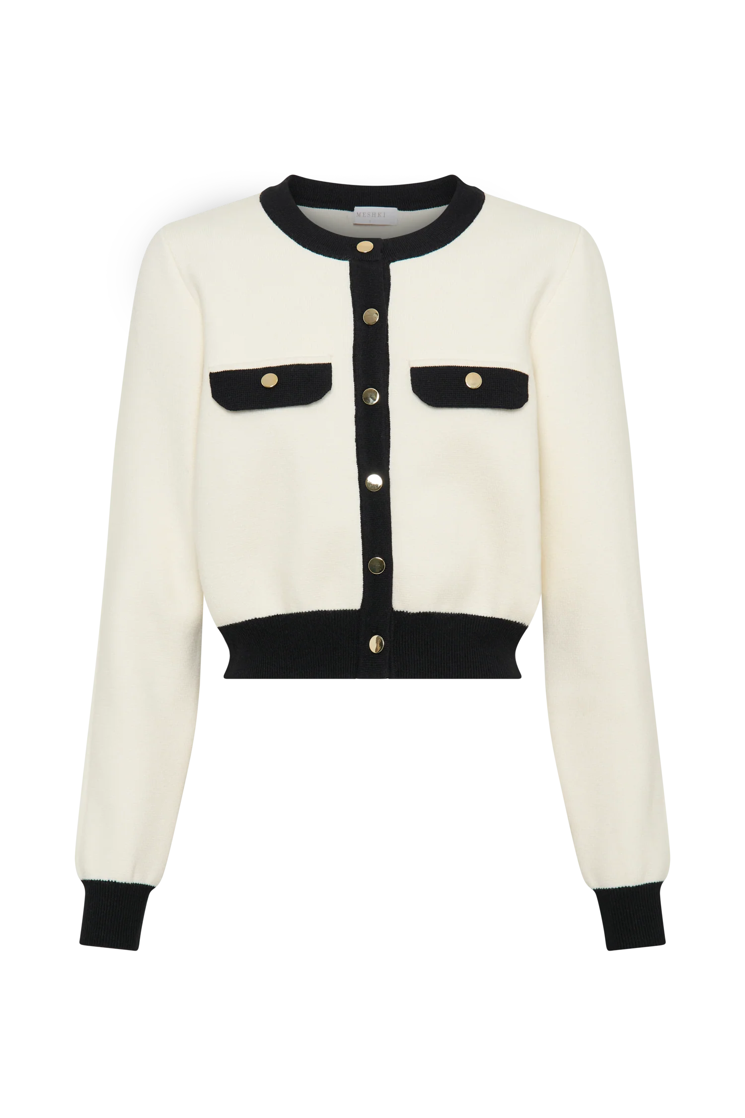 Tabitha Contrast Knit Cardigan - Ivory