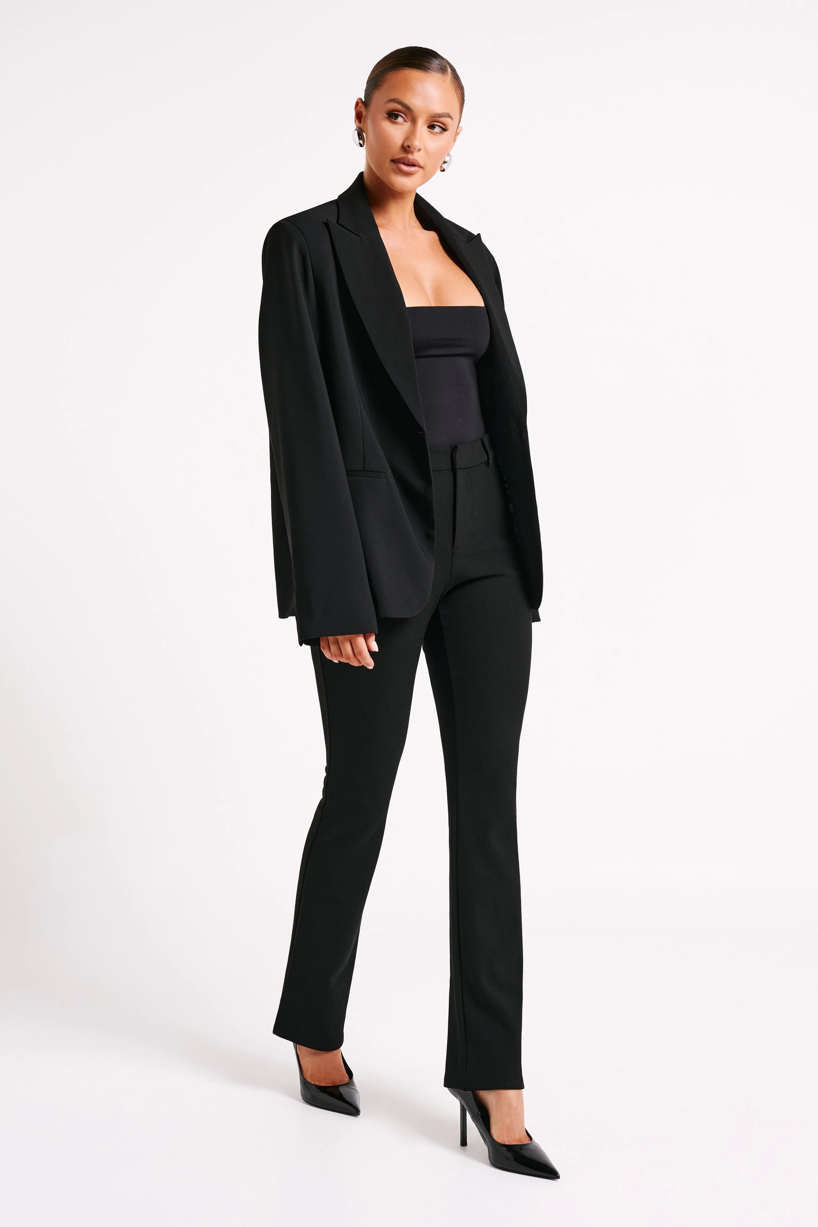 Bexley Oversized Blazer With Shoulder Pads - Black