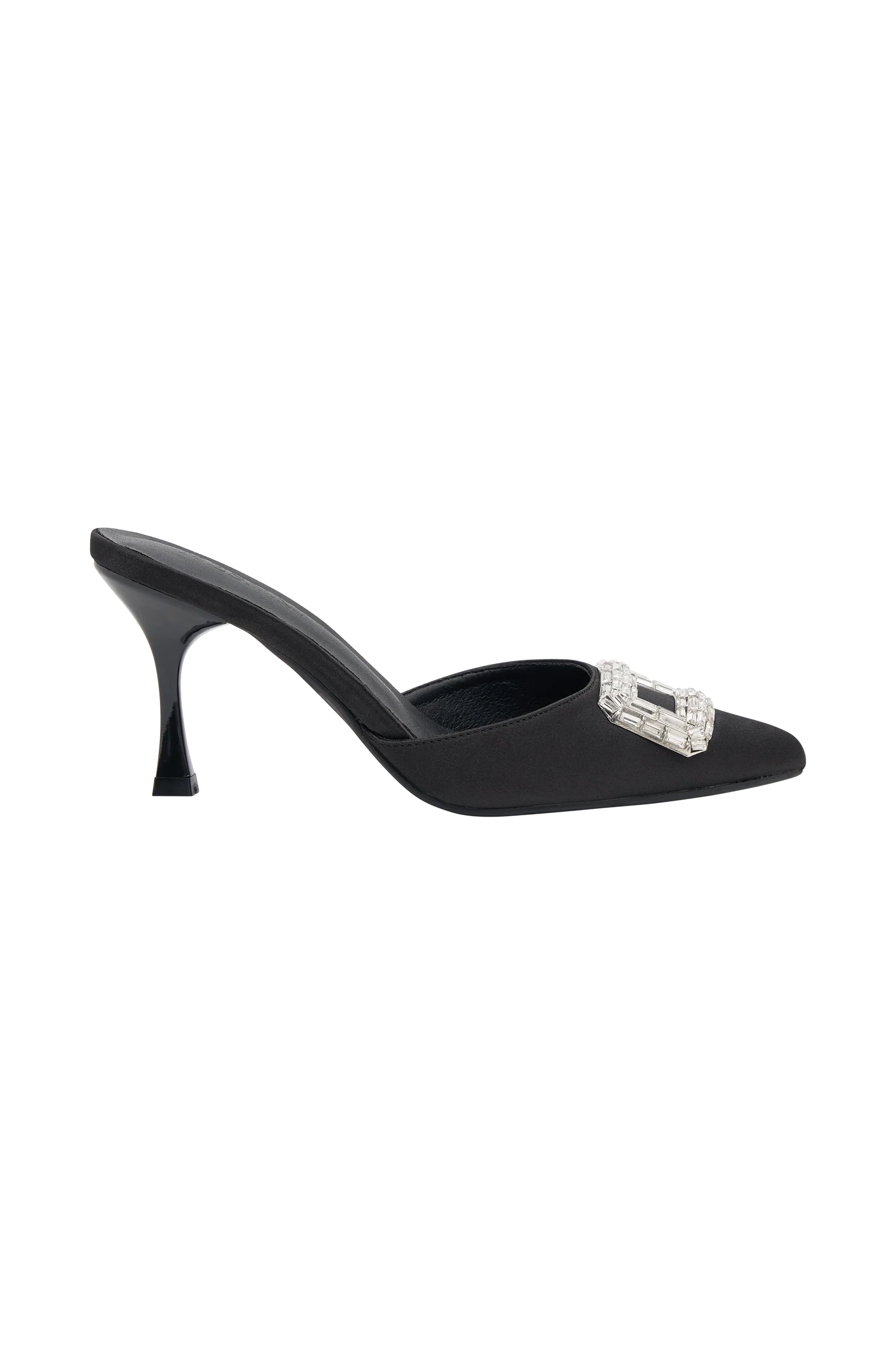Torri Satin Diamond Mule - Black