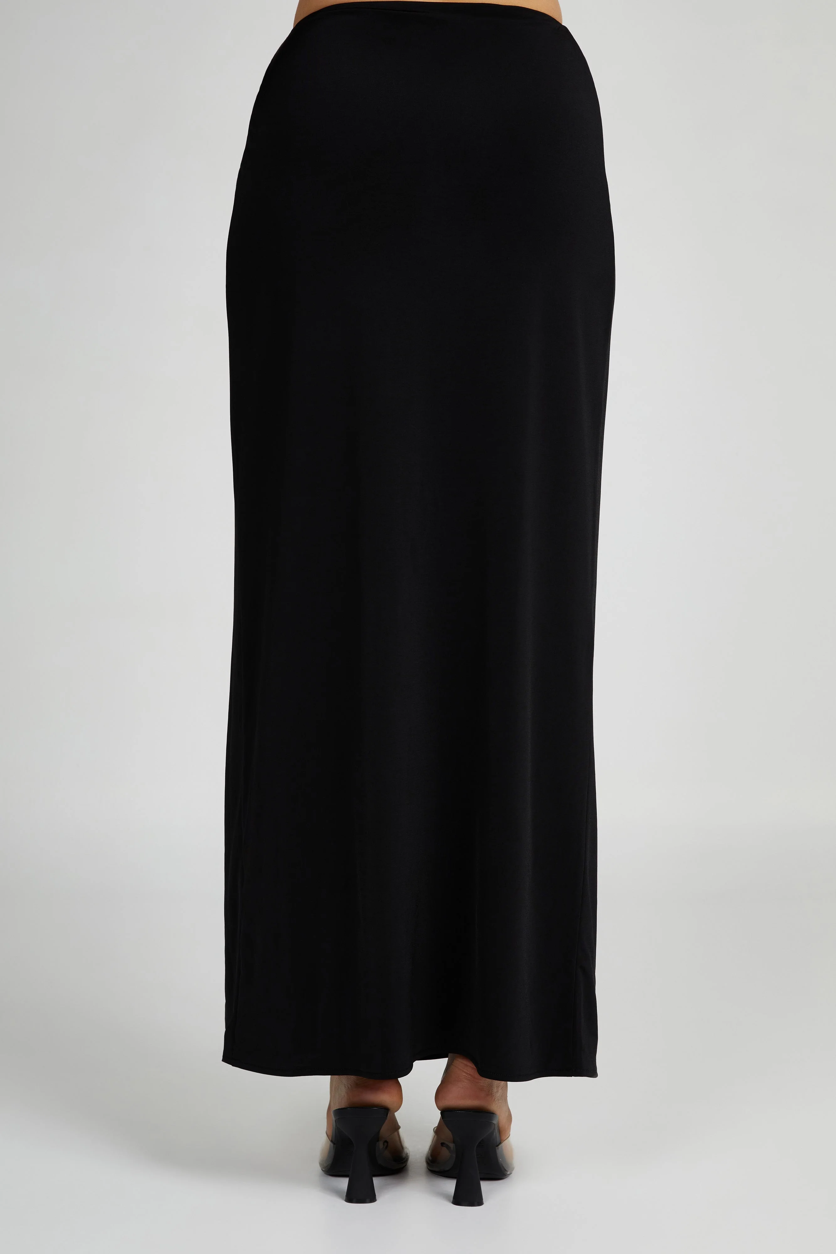 Suri Slinky Maxi Skirt With Gold Hardware - Black