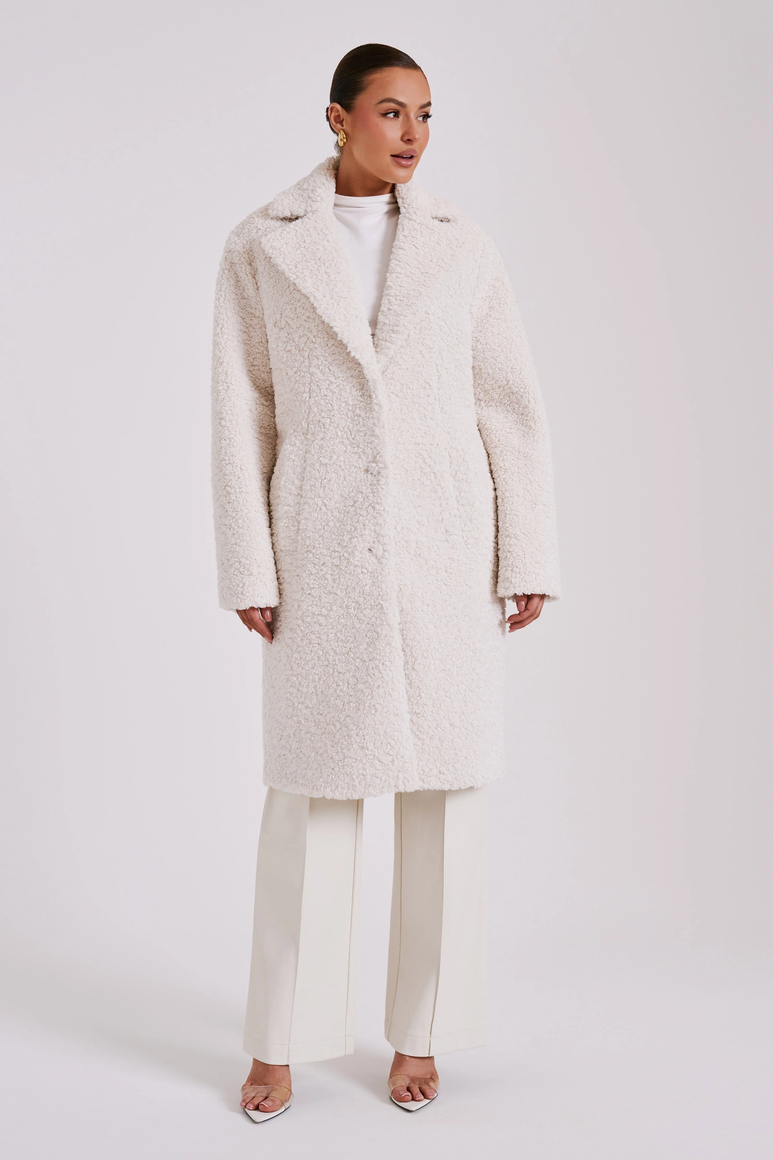 Izzy Boucle Coat - Cream