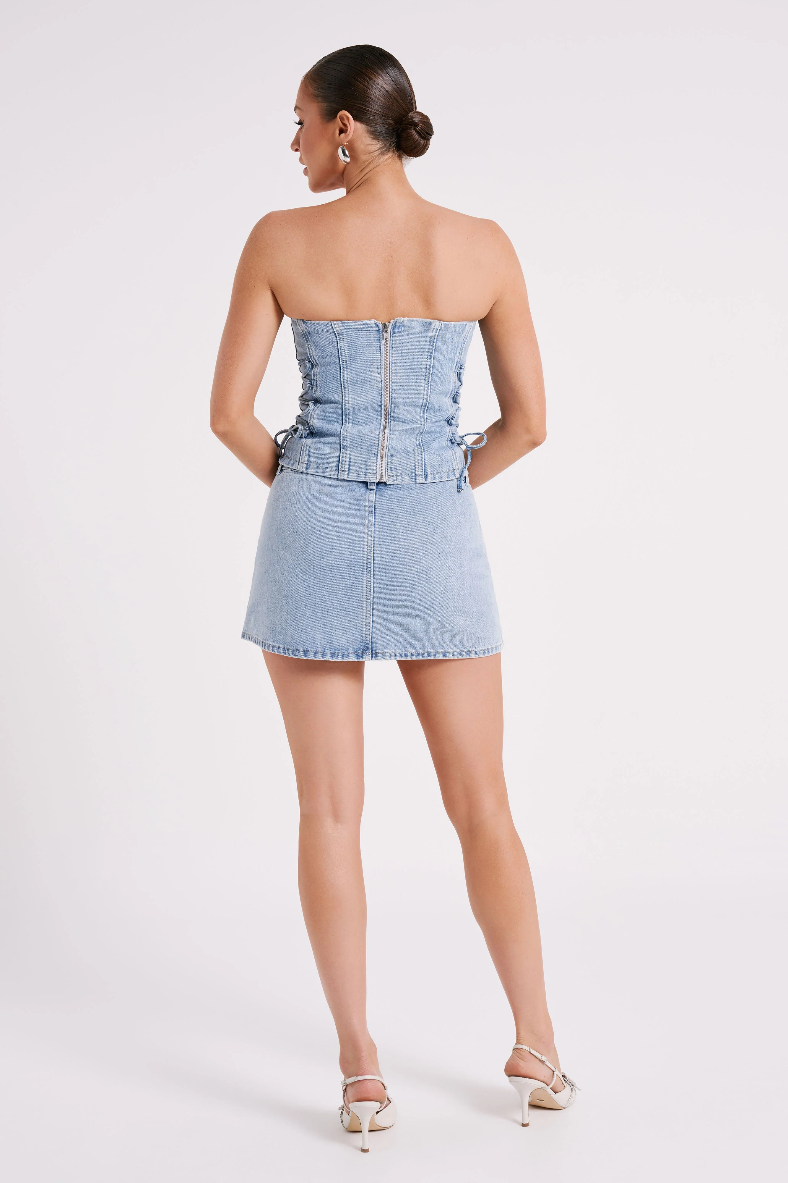Julienne Denim Mini Skirt - Mid Blue