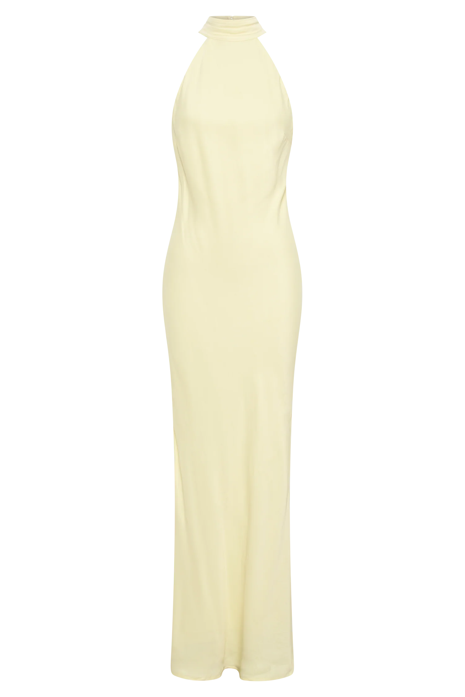 Claire Matte Satin Drape Back Maxi Dress - Light Yellow