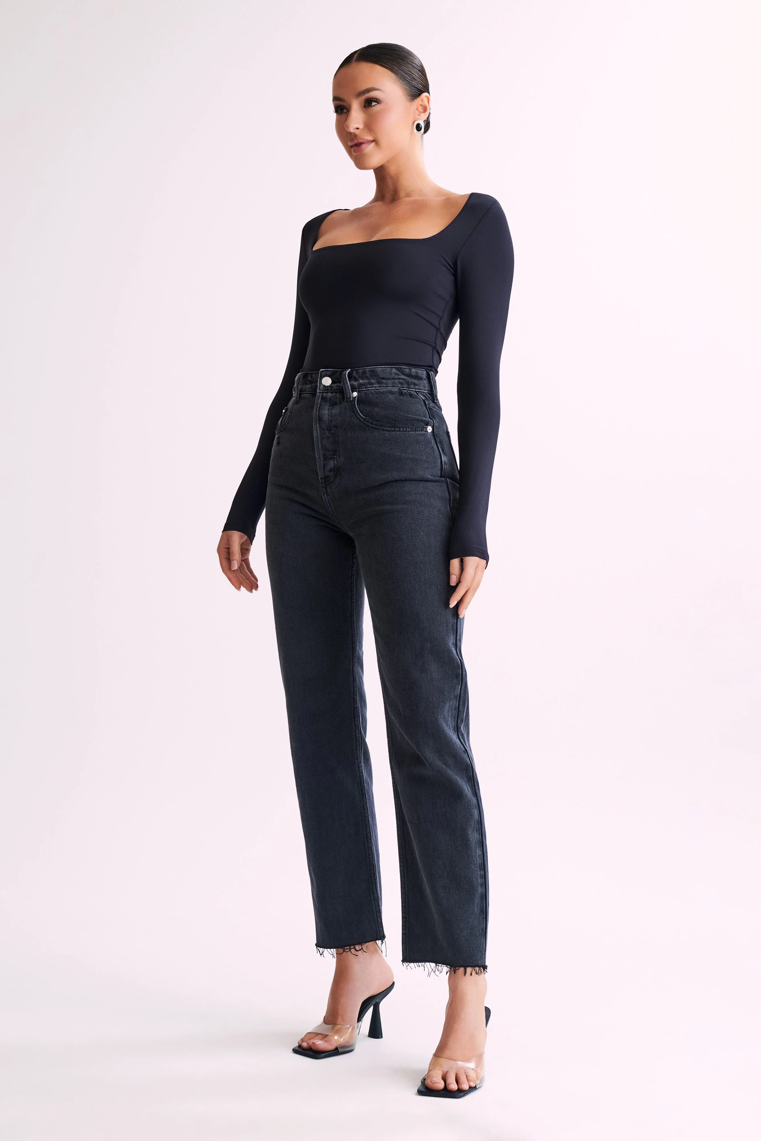 Bridget Recycled Nylon Long Sleeve Top - Black