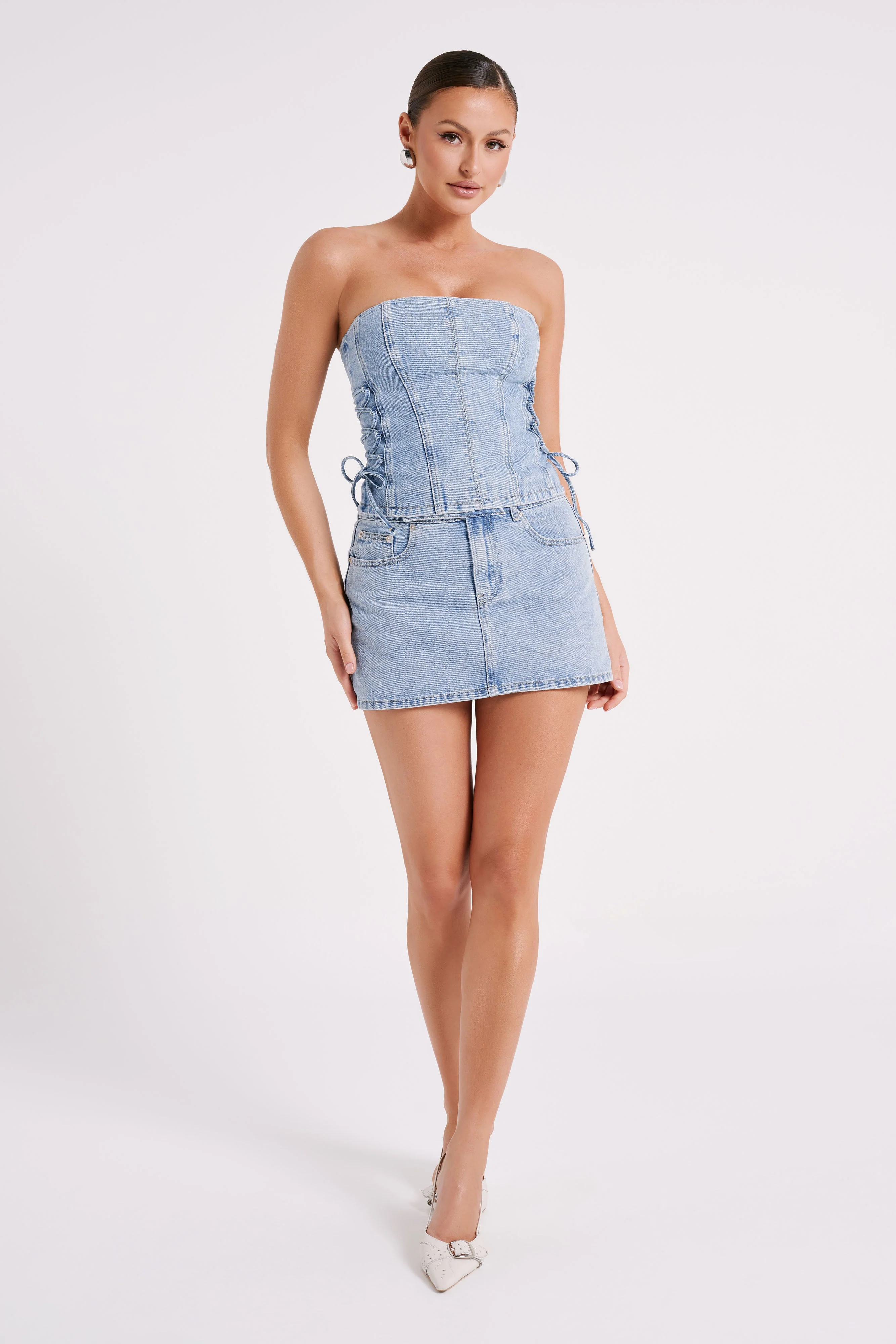 Julienne Denim Mini Skirt - Mid Blue