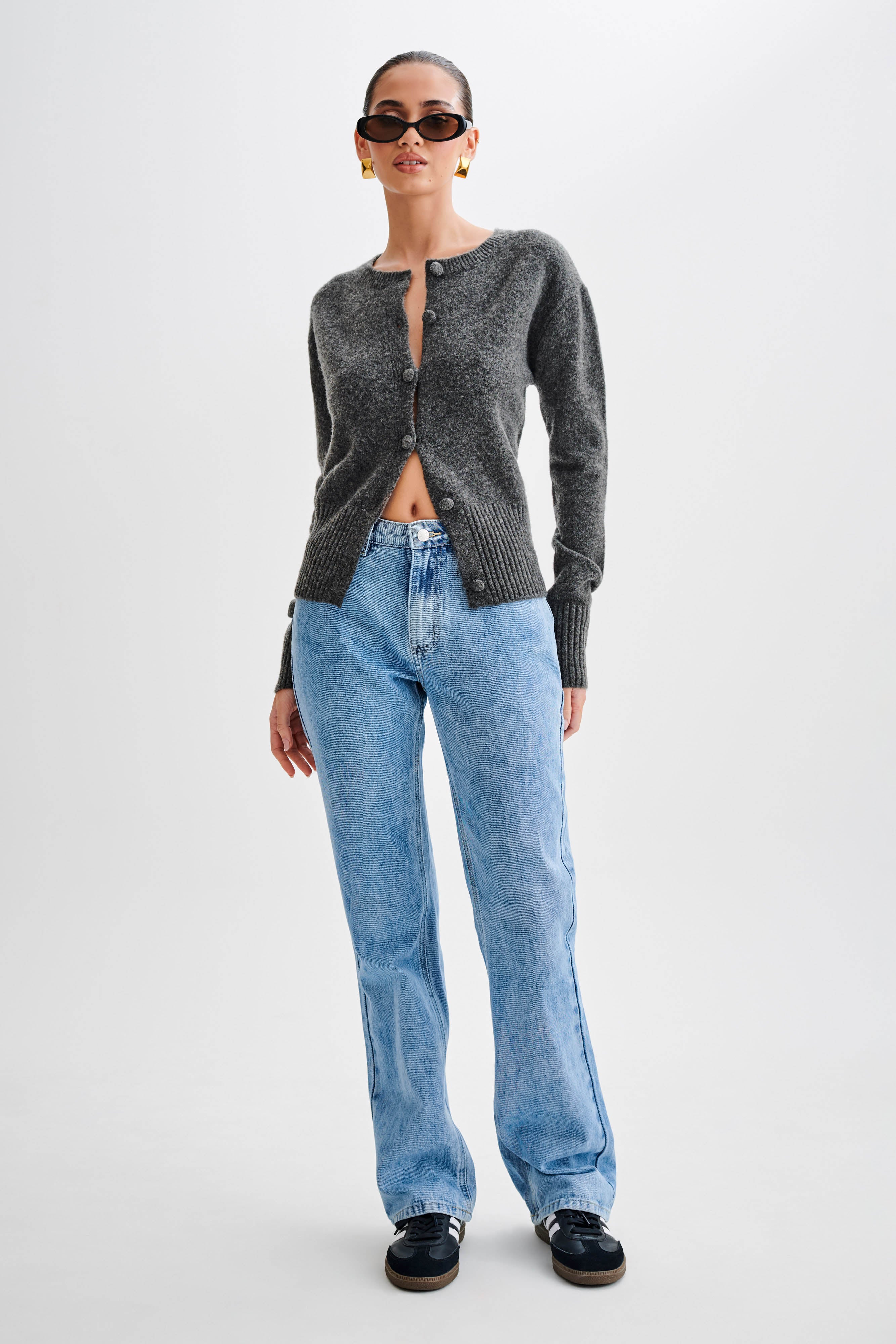 Genevieve Oversized Knit Cardigan - Charcoal