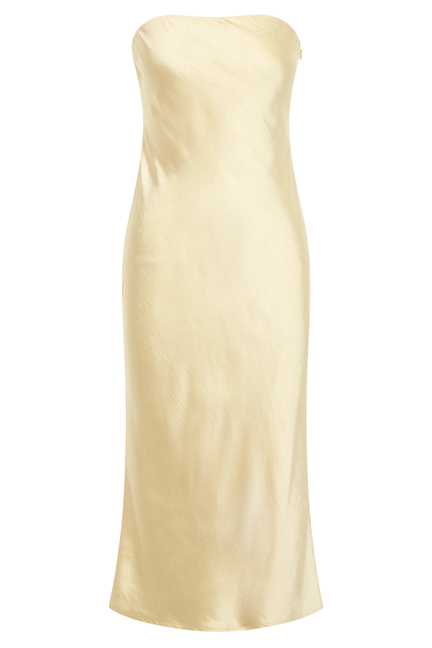 Tyler Strapless Satin Midi Dress - Butter