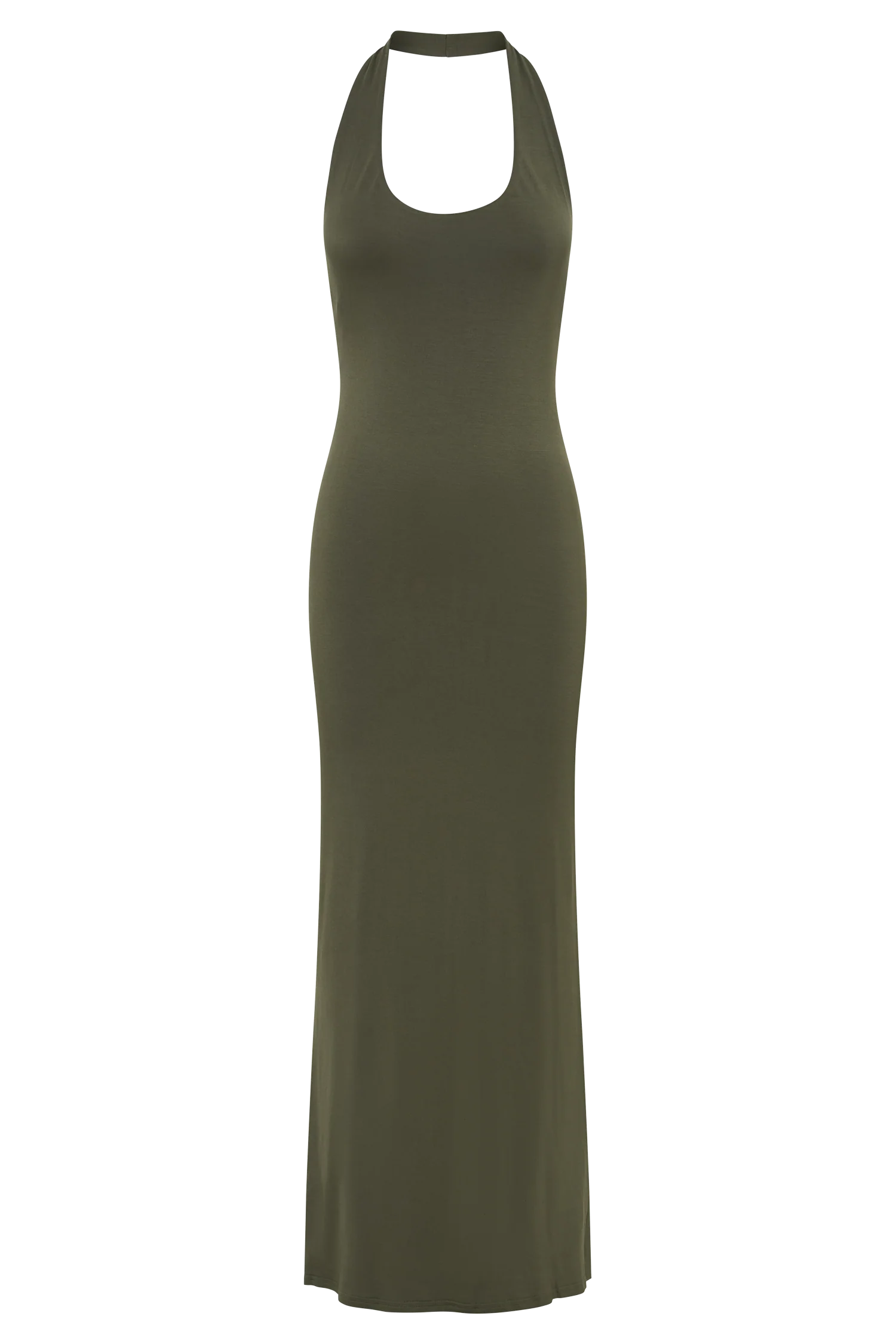 Jessica Modal Halter Maxi Dress - Military Olive