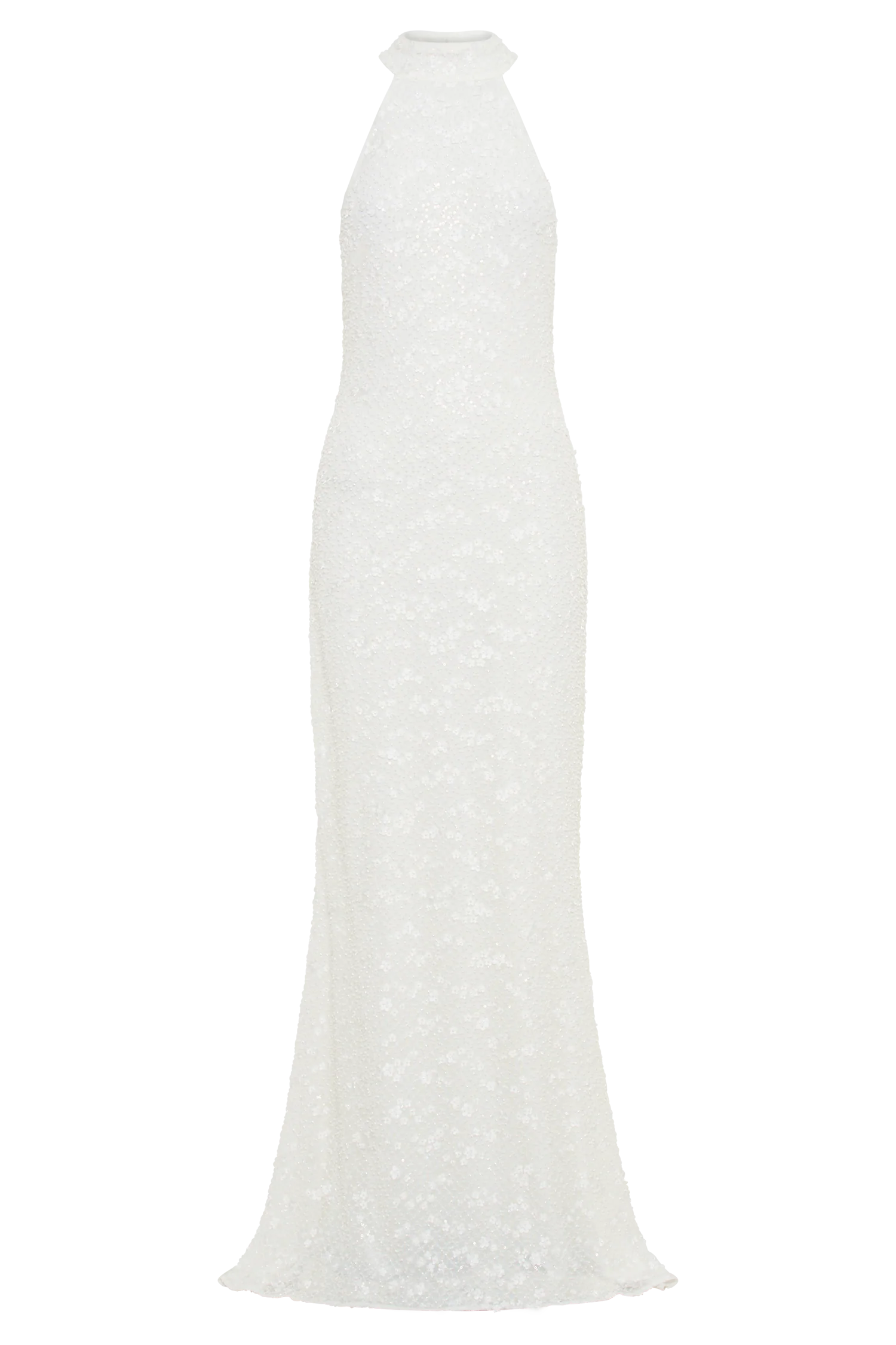Emery Lace Halter Maxi Dress - White