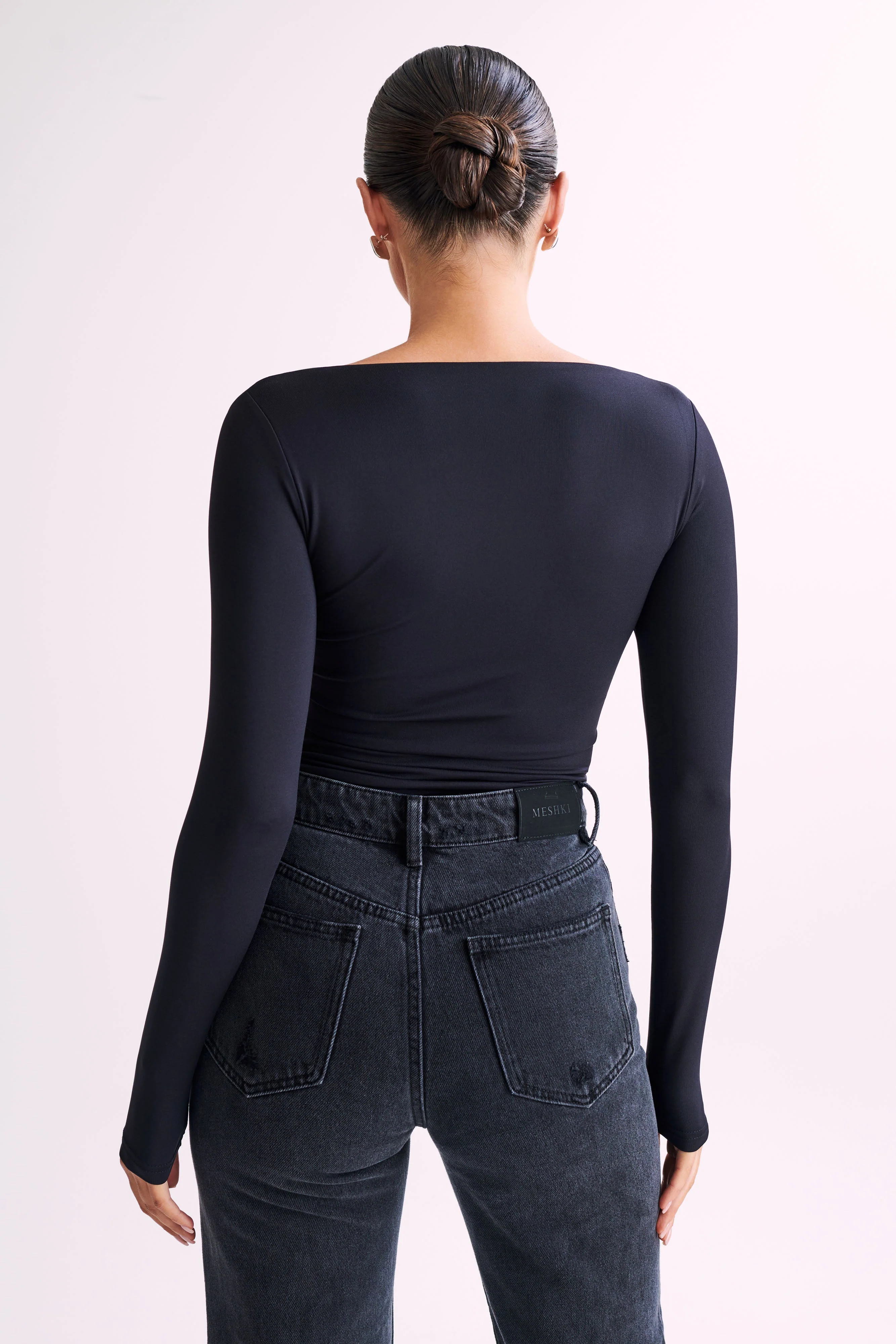 Bridget Recycled Nylon Long Sleeve Top - Black