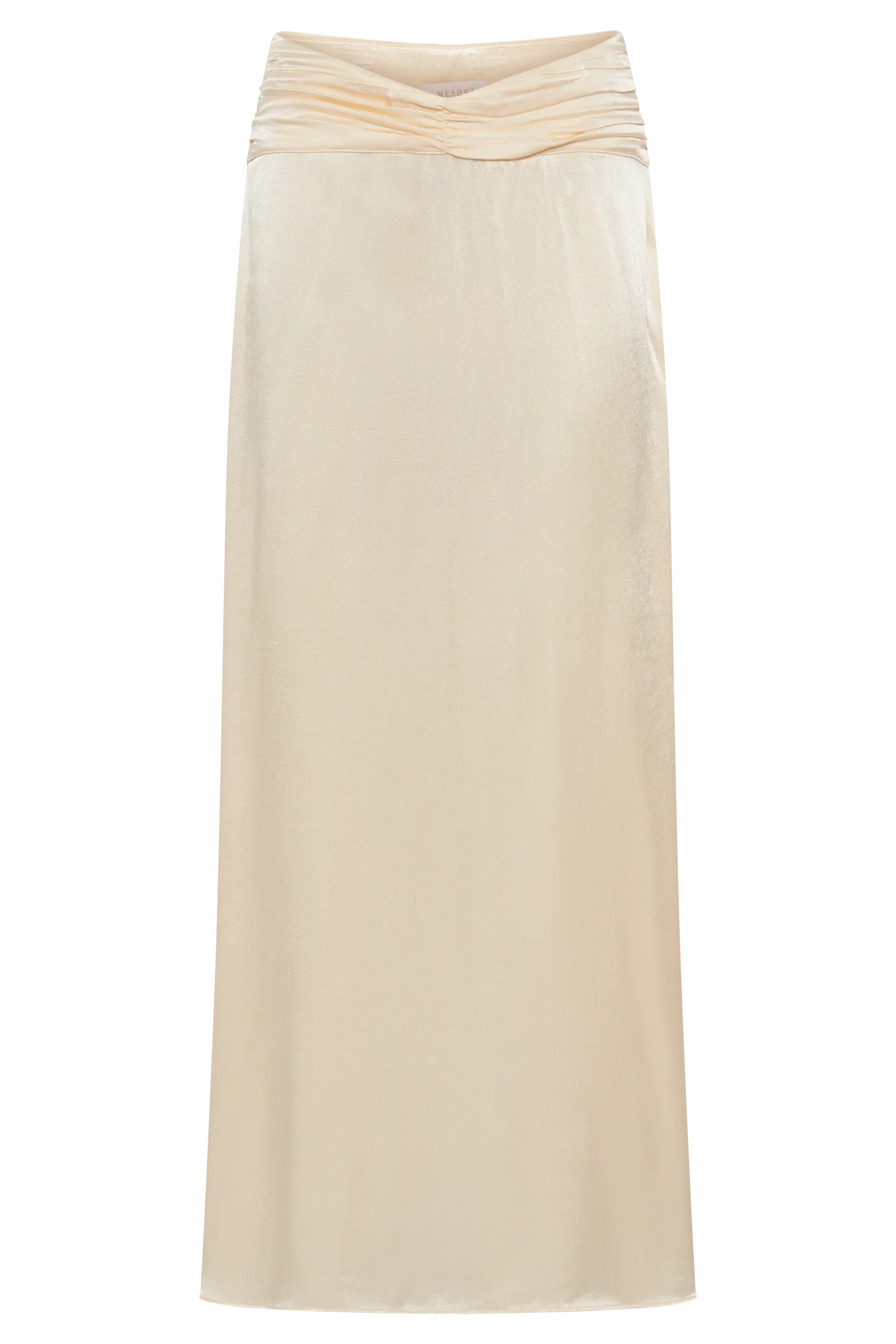Clara Satin Ruched Maxi Skirt - Buttercream