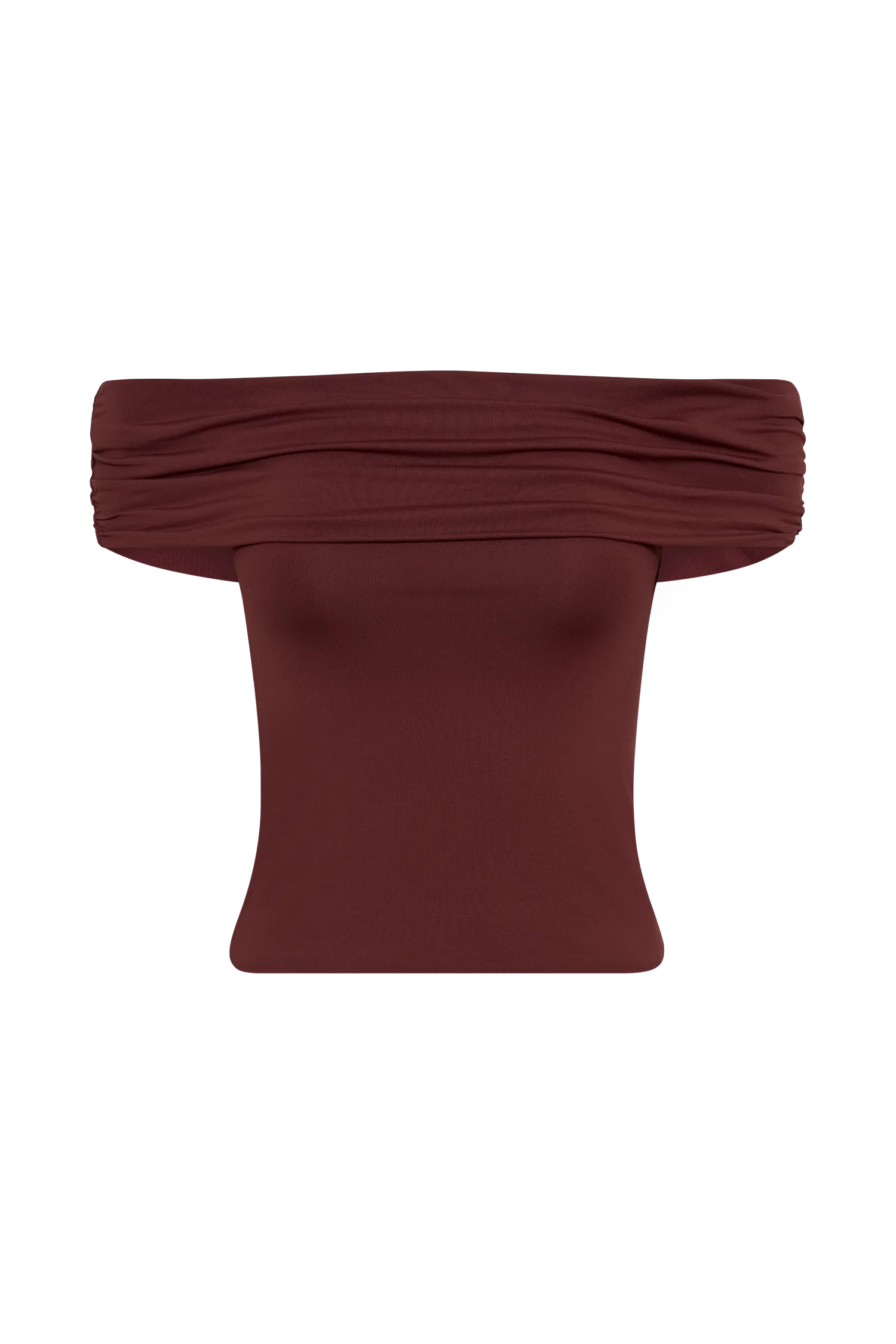 Meena Recycled Nylon Off Shoulder Top - Wine