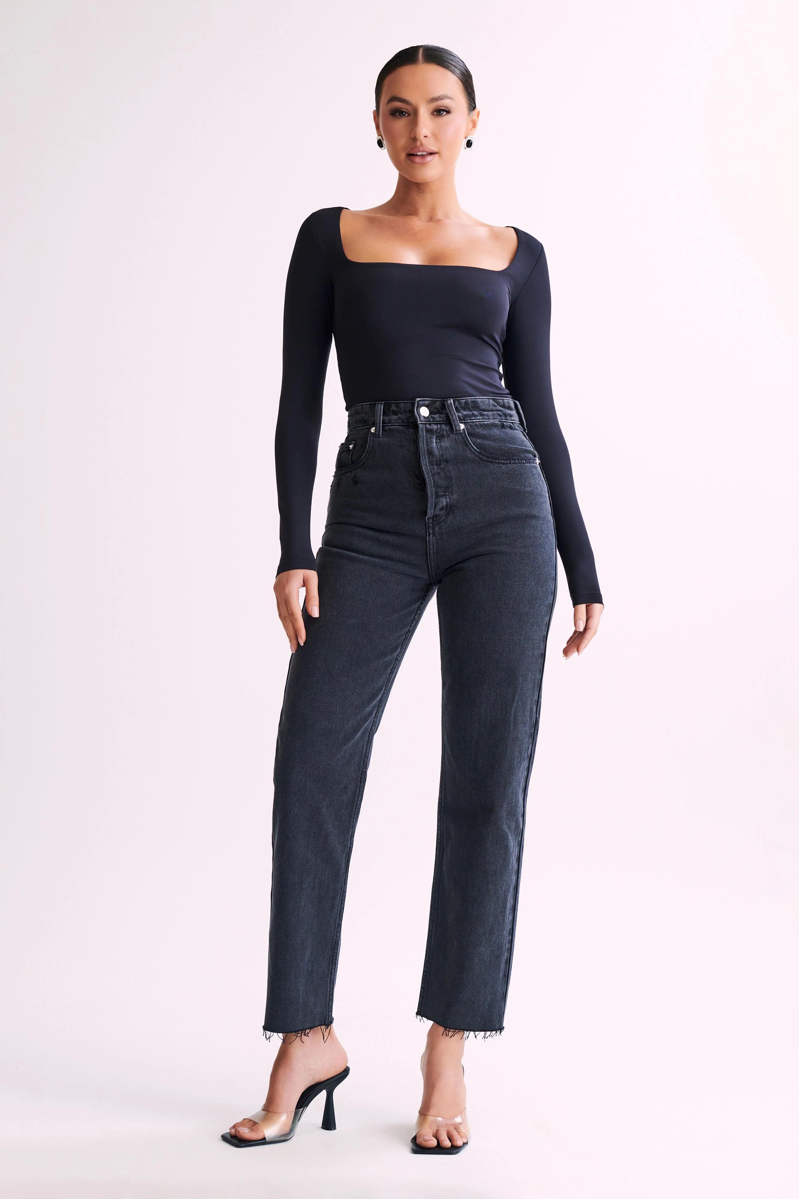 Bridget Recycled Nylon Long Sleeve Top - Black