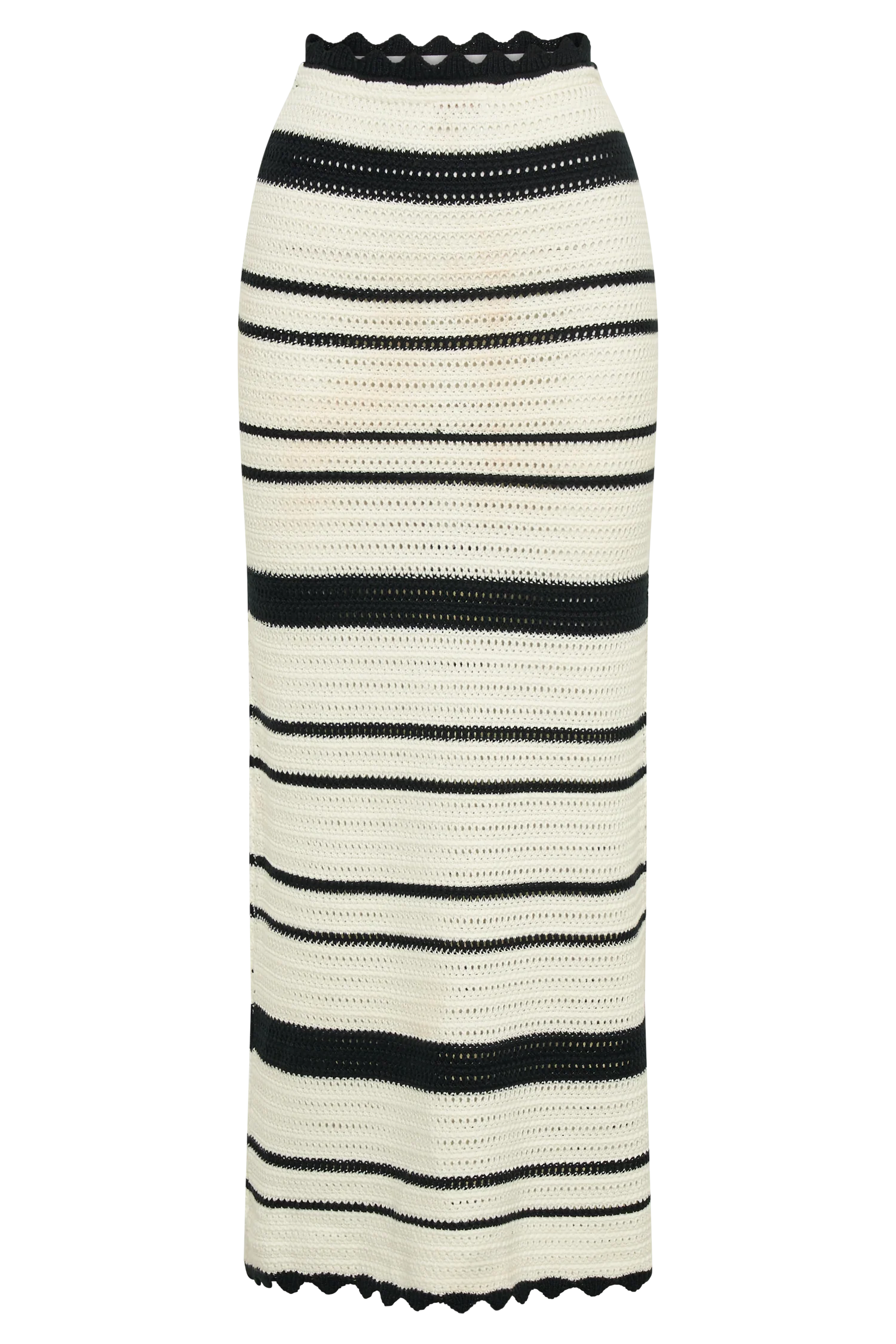 Jadia Contrast Crochet Fishtail Maxi Skirt - Black/White
