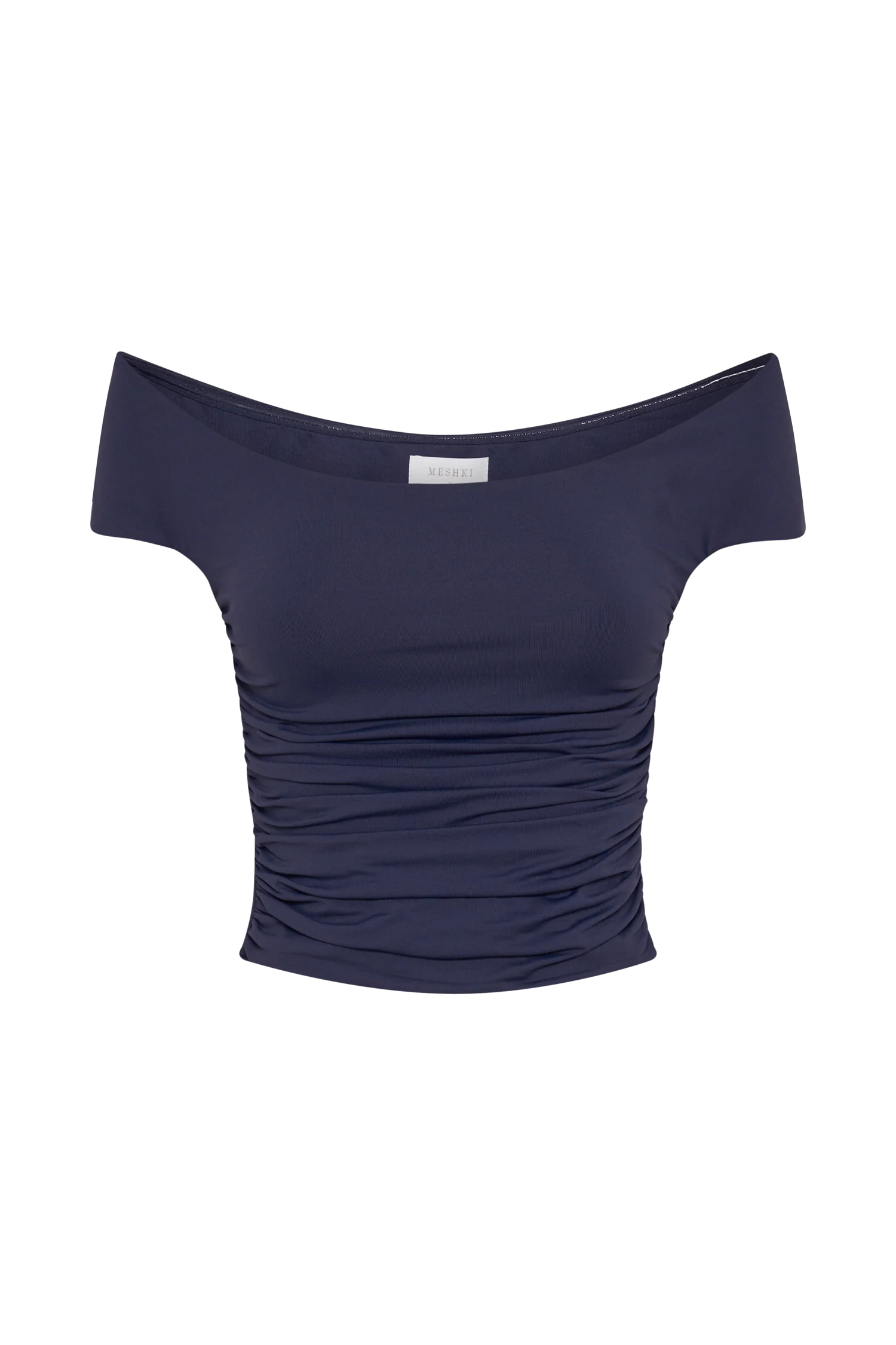 Piper Ruched Off Shoulder Top - Navy