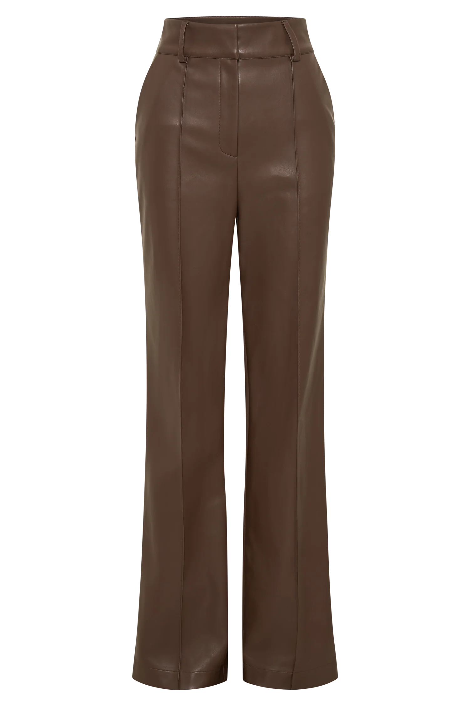 Toni Faux Leather Wide Leg Pant - Dark Brown