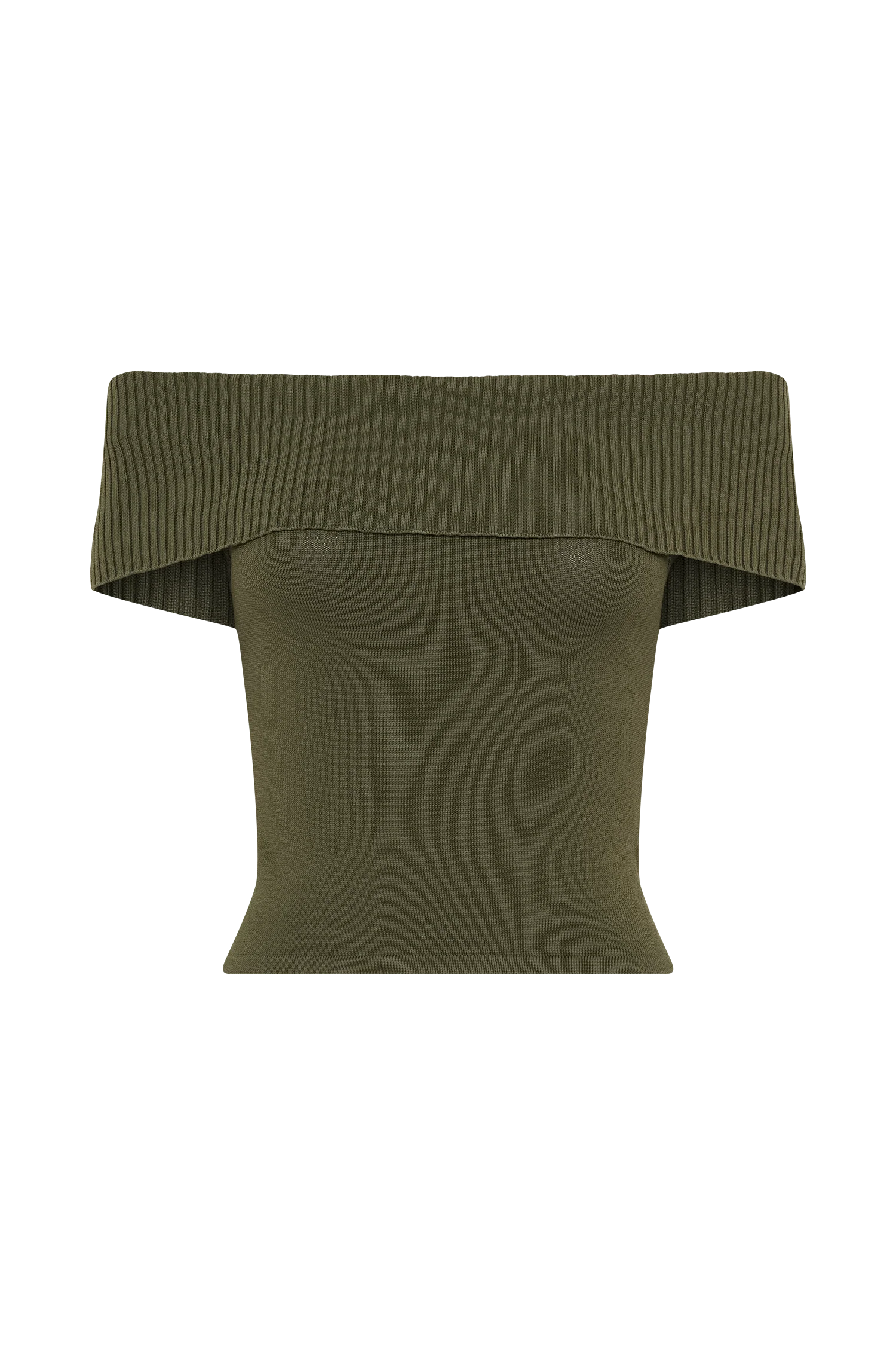 Susanna Off Shoulder Knit Top - Military Olive