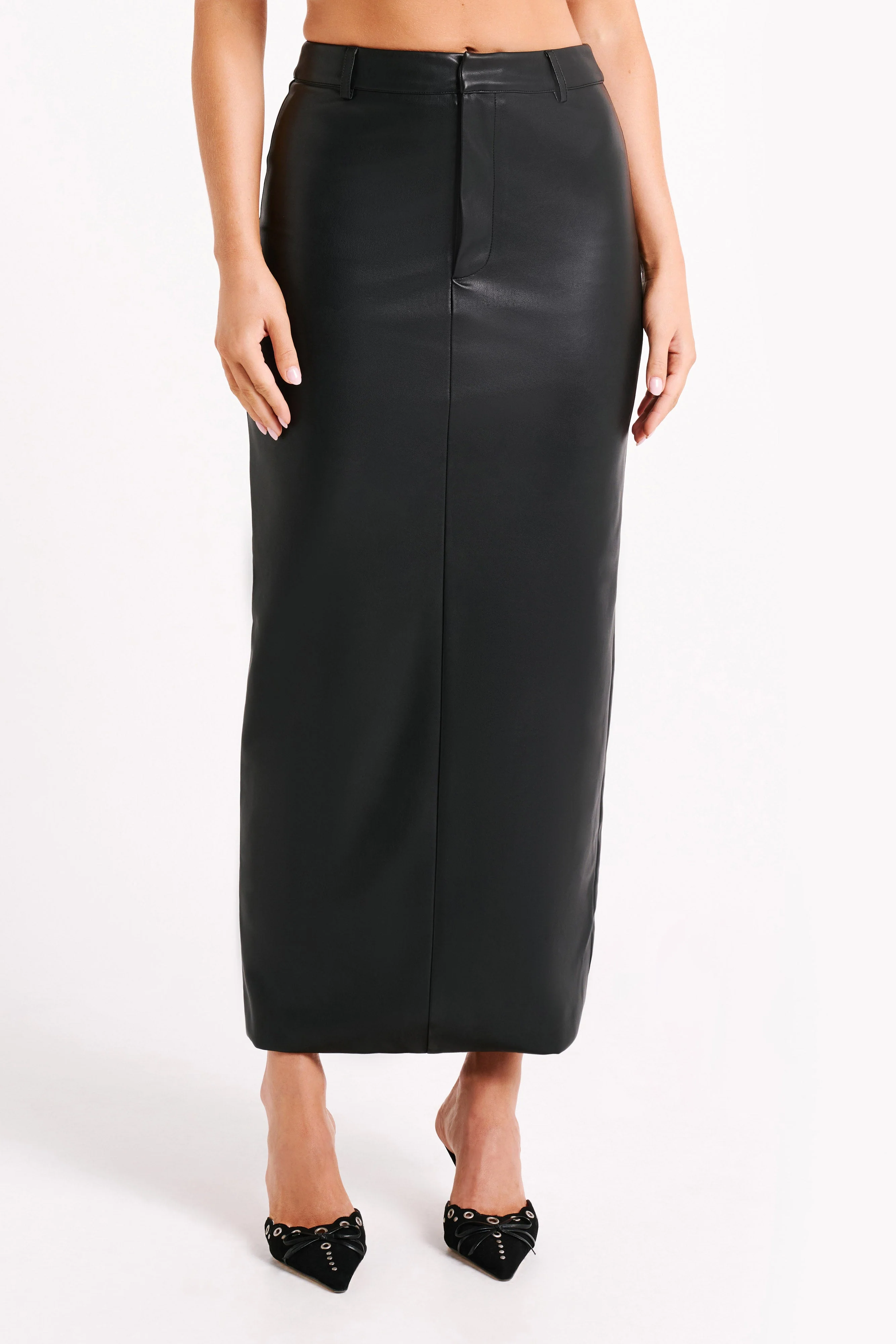 Lottie Faux Leather Maxi Skirt - Black