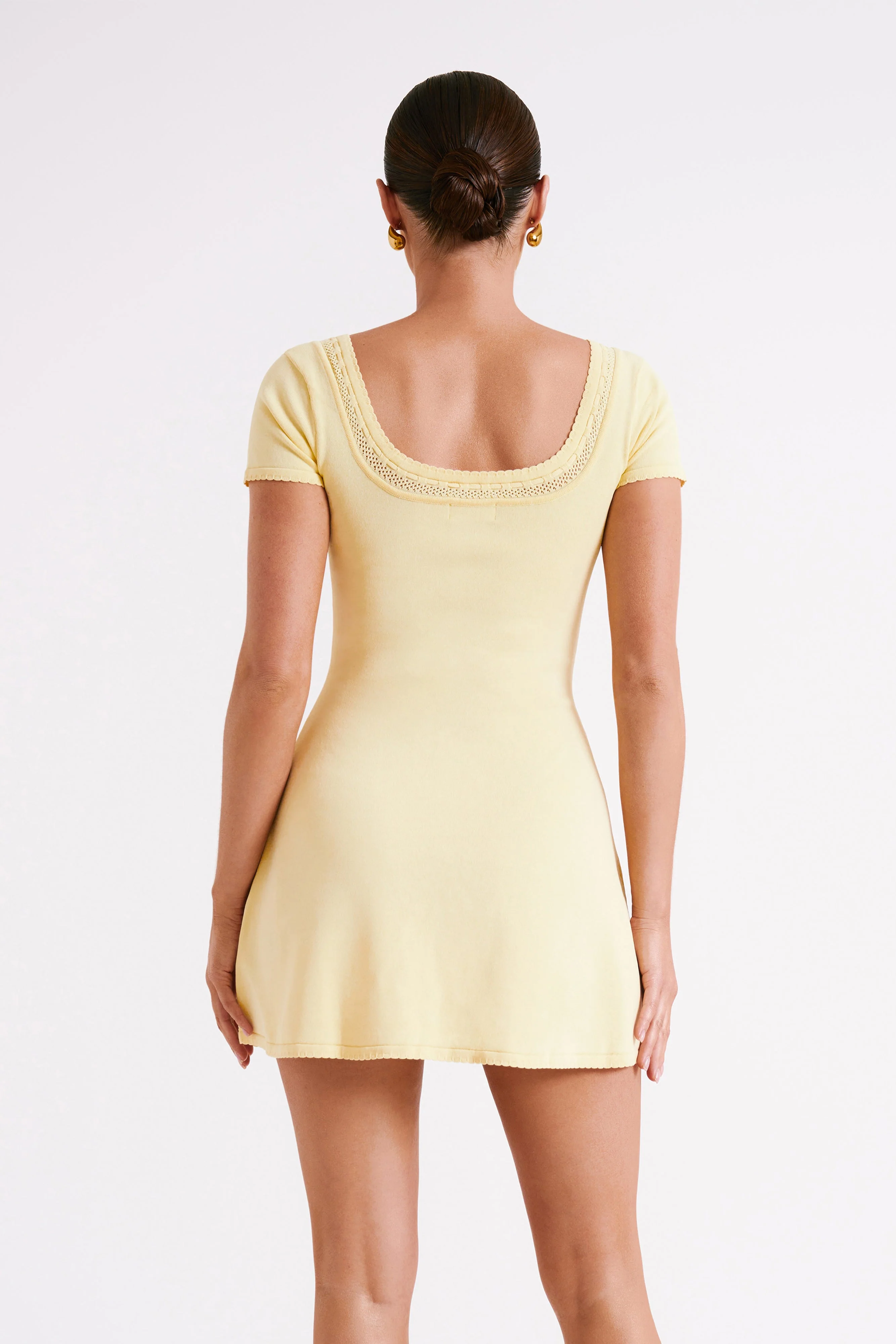 Georgia Pointelle Knit Mini Dress - Lemon