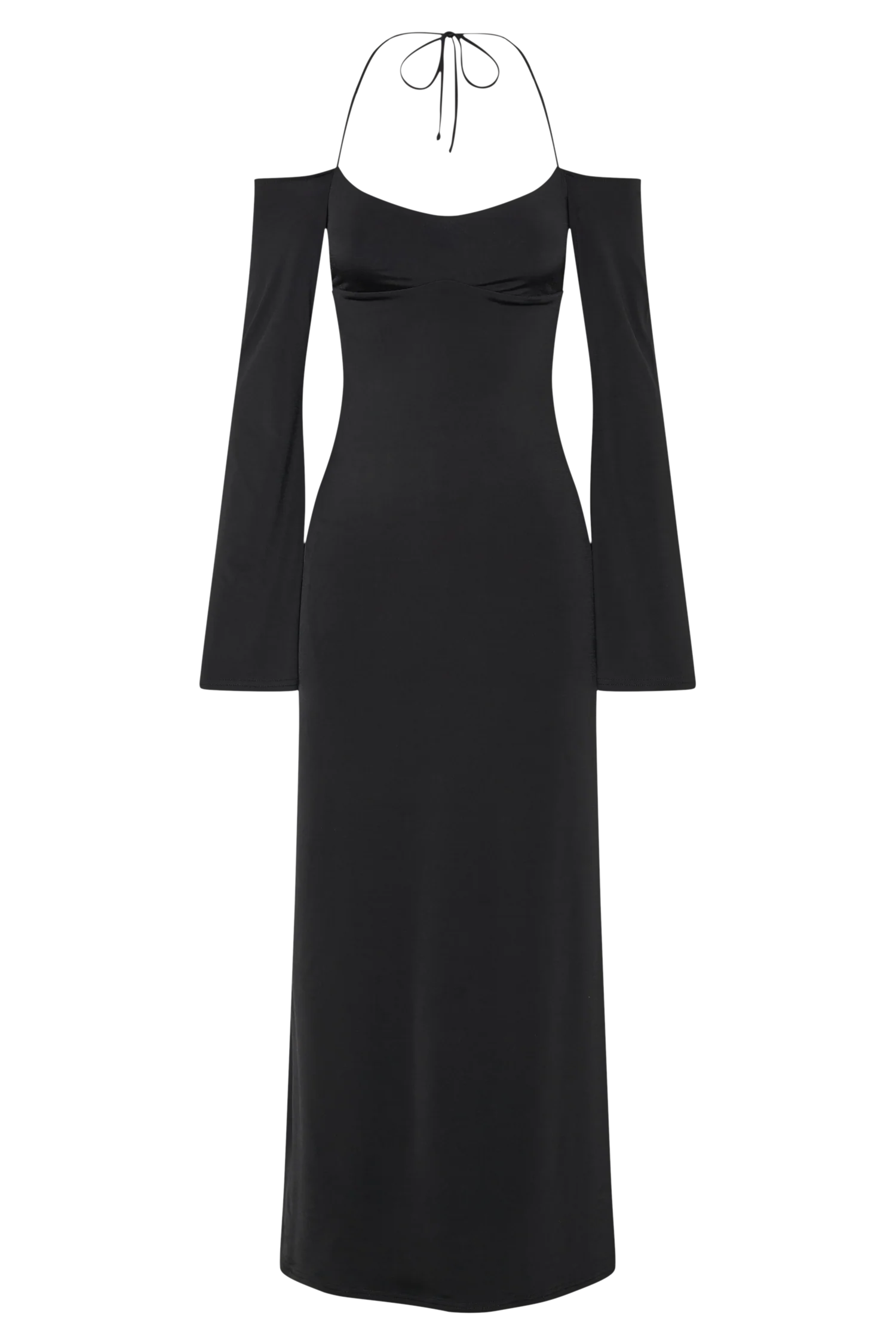 Tia Slinky Off Shoulder Maxi Dress - Black