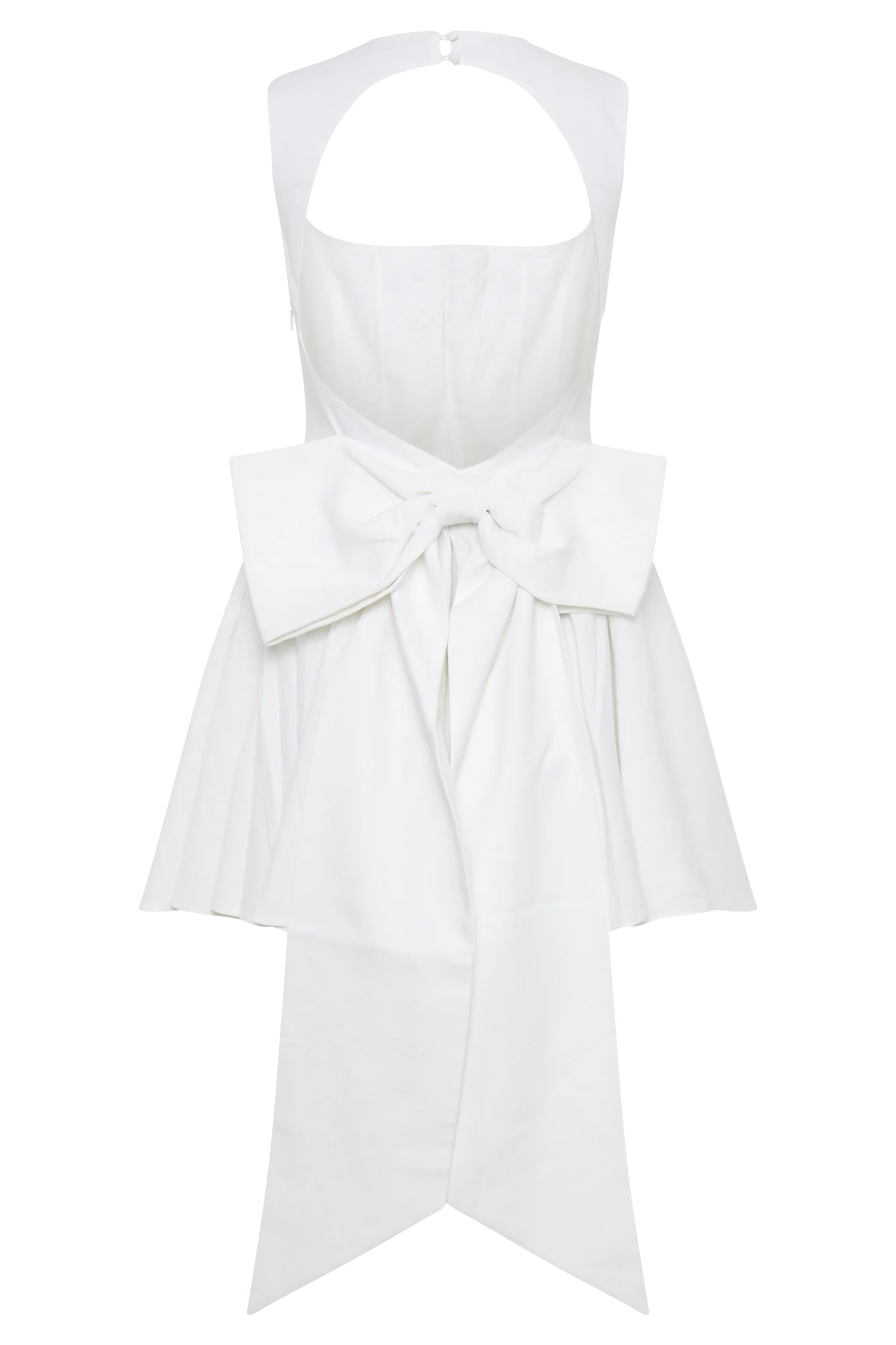 Marcella Linen Bow Back Mini Dress - White