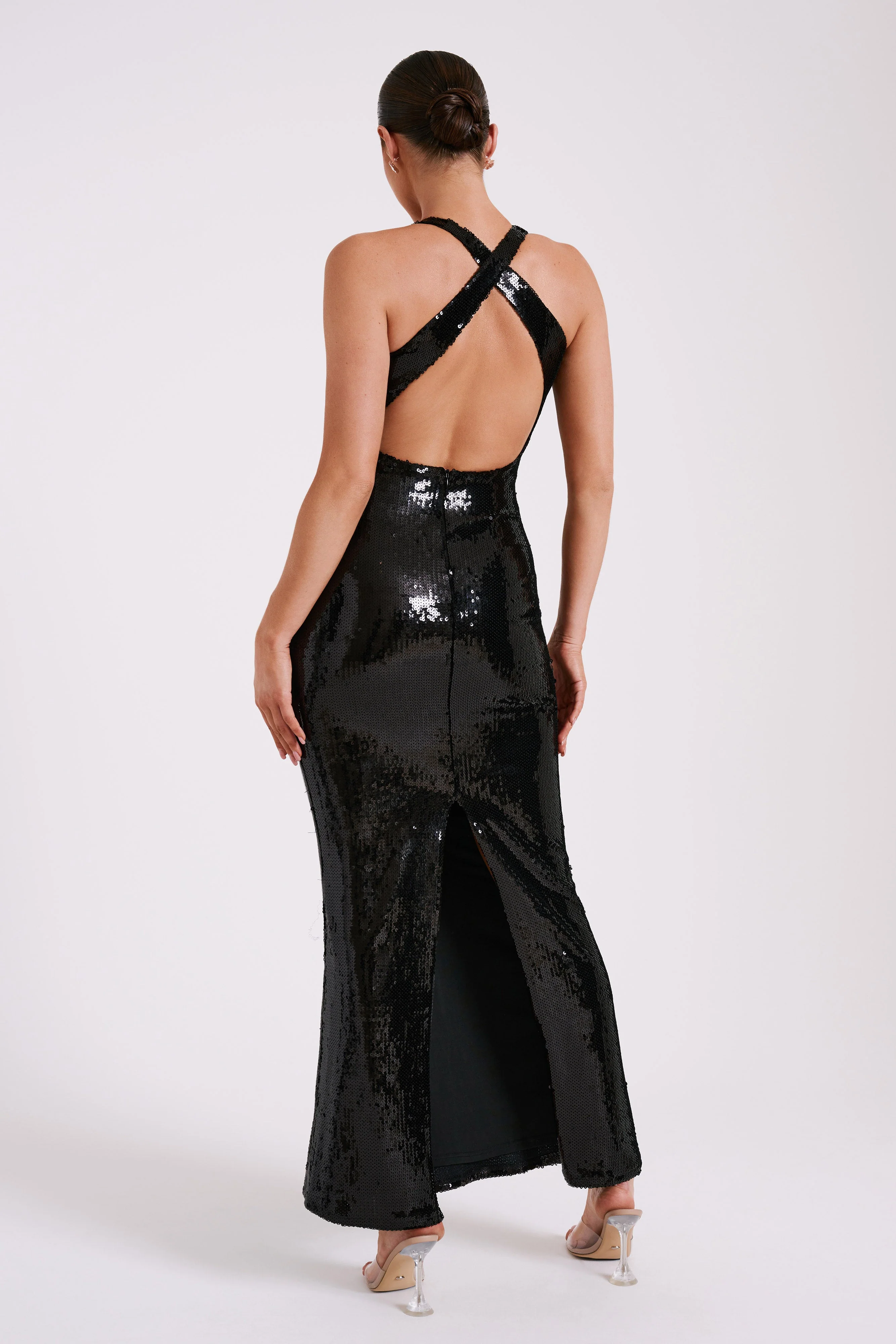 Eliza Rose Sequin Maxi Dress - Black
