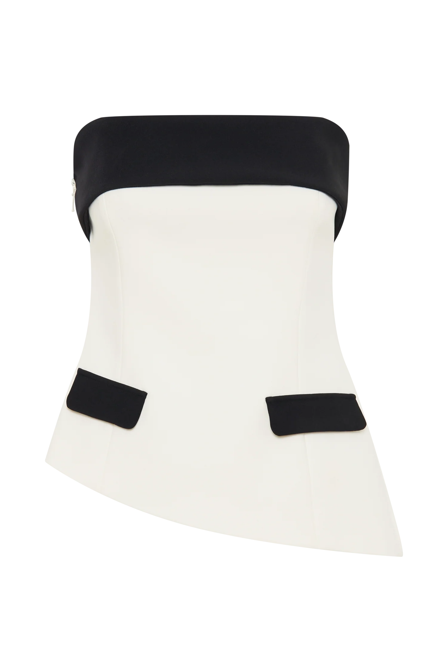 Micah Contrast Suiting Strapless Top - White