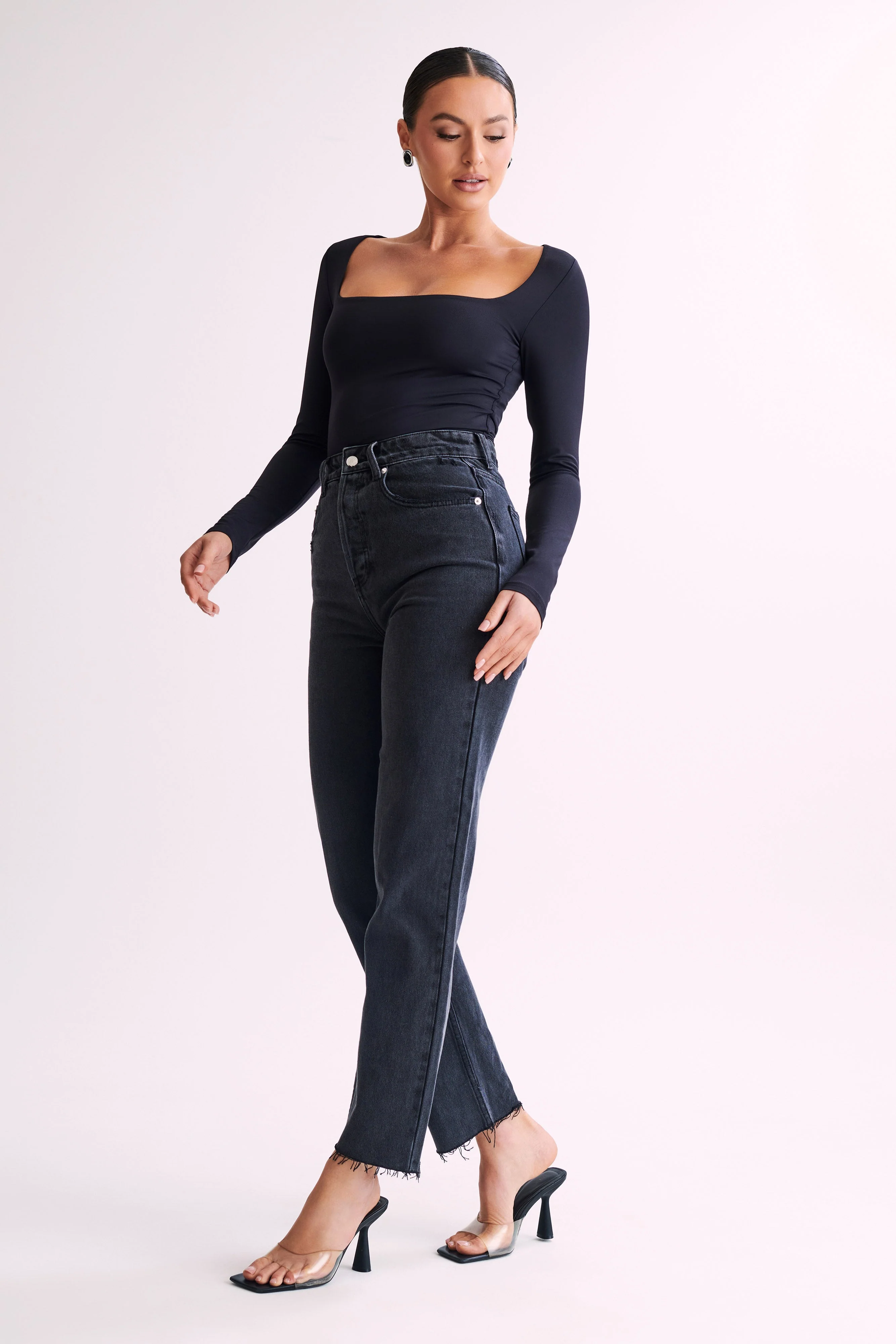 Bridget Recycled Nylon Long Sleeve Top - Black