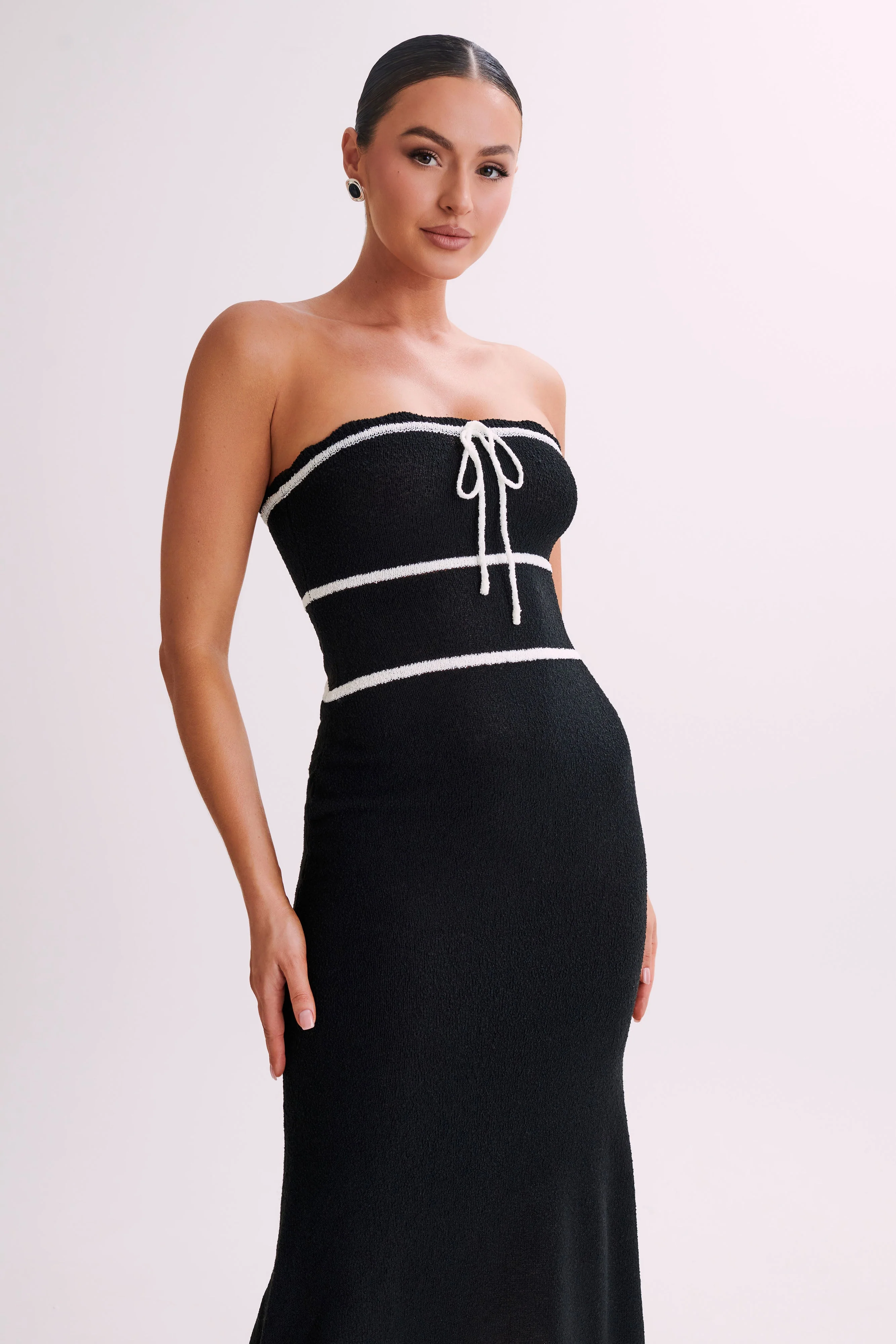 Dawn Strapless Knit Midi Dress - Black