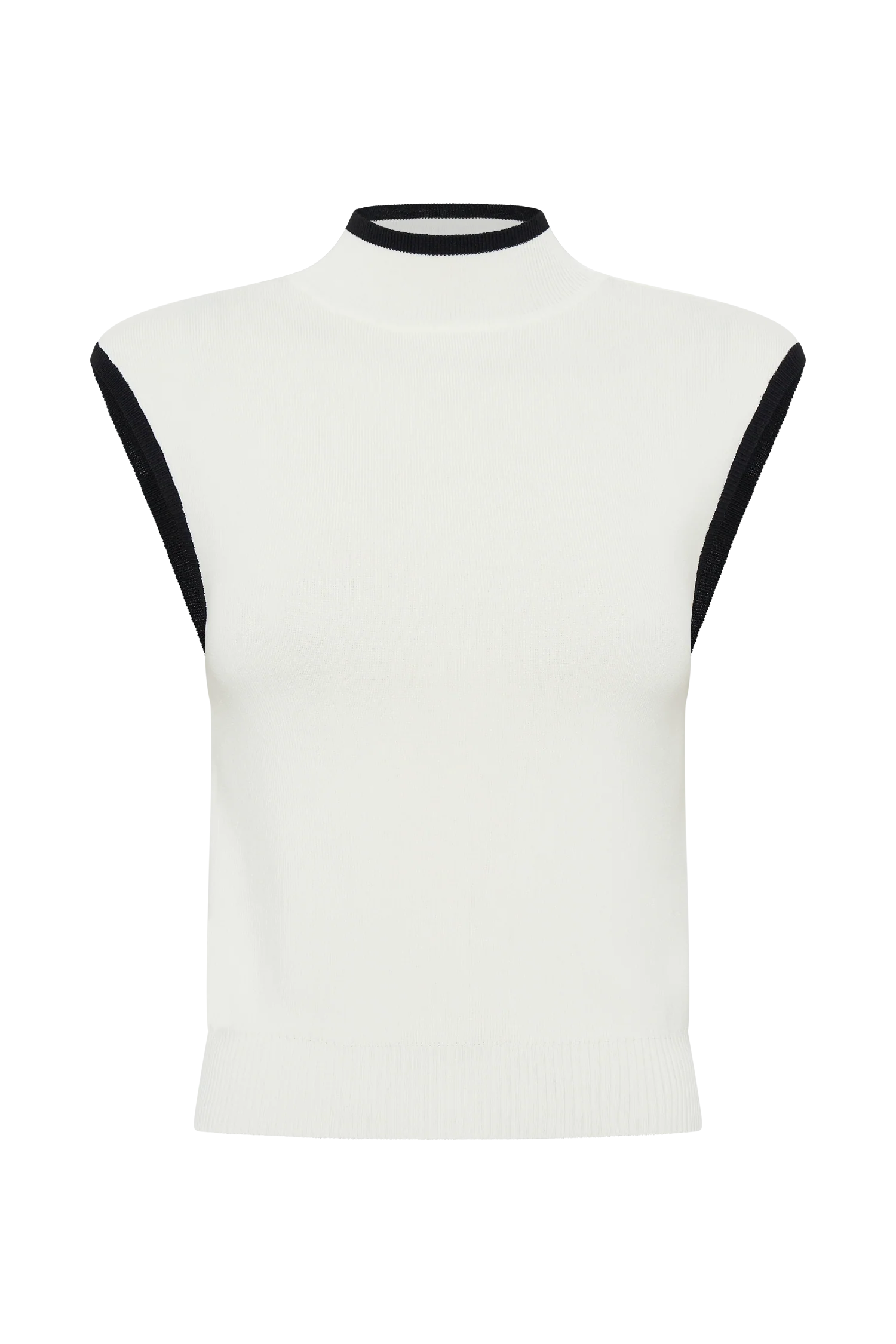 Laurina High Neck Contrast Top - Ivory
