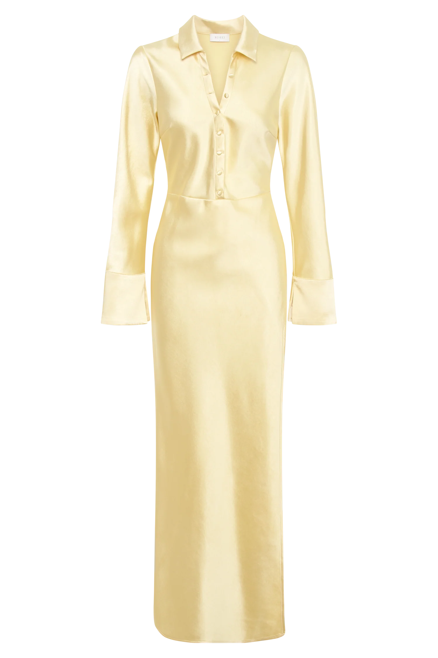 Whitley Satin Collared Maxi Dress - Butter