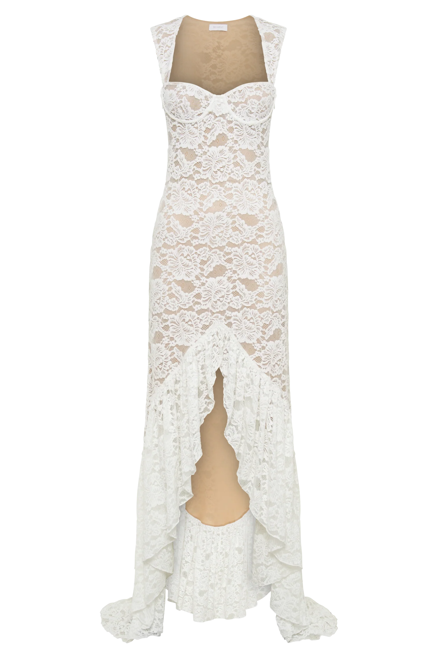 Elda Lace Plisse Maxi Dress - Ivory