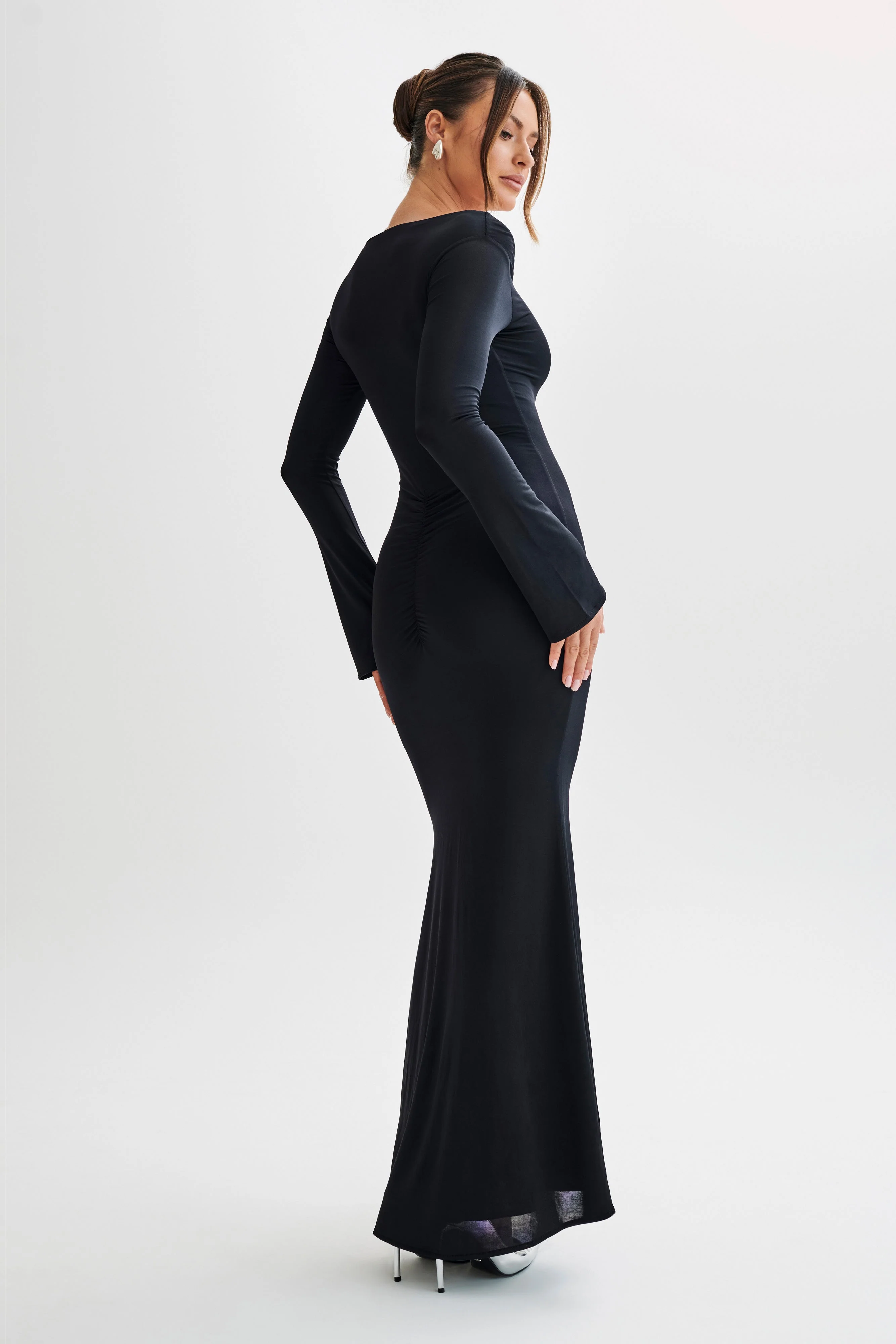 Millicent Slinky Long Sleeve Maxi Dress - Black